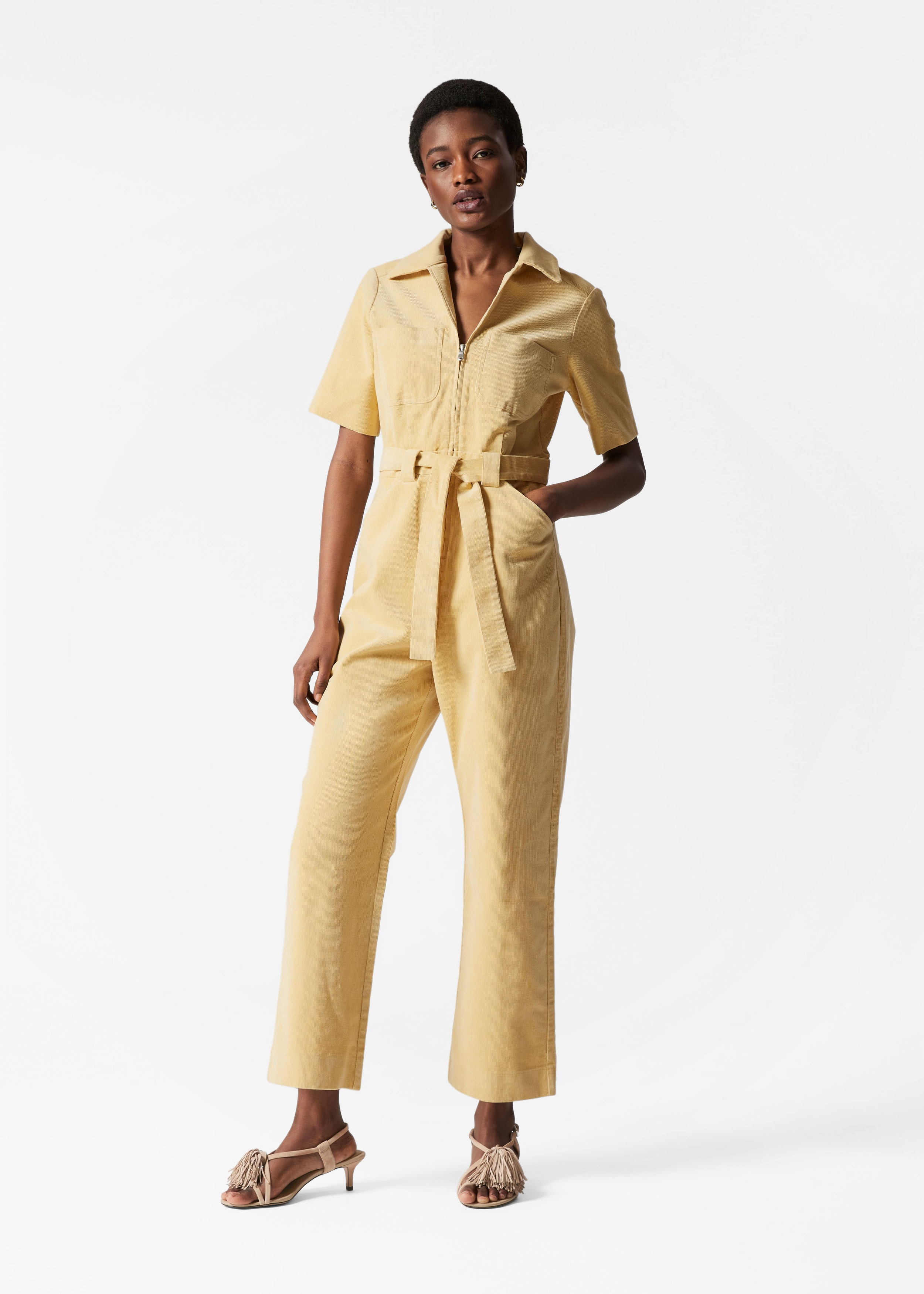 Belted Corduroy Jumpsuit - Light Yellow - & Other Stories BE