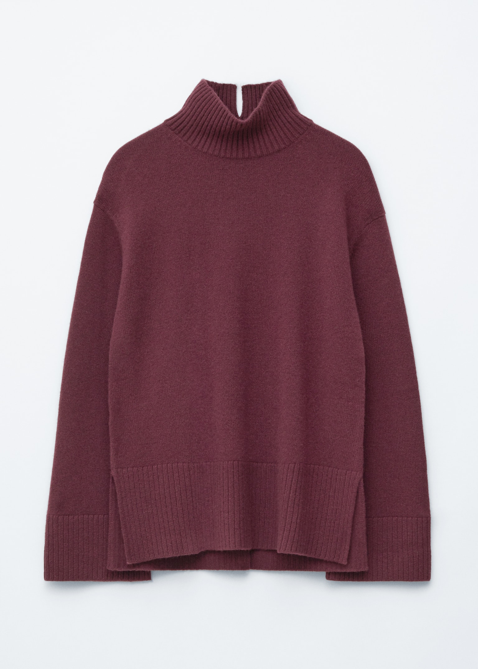 Oversized Turtleneck Wool Jumper - Burgundy/Mole/Black - 2