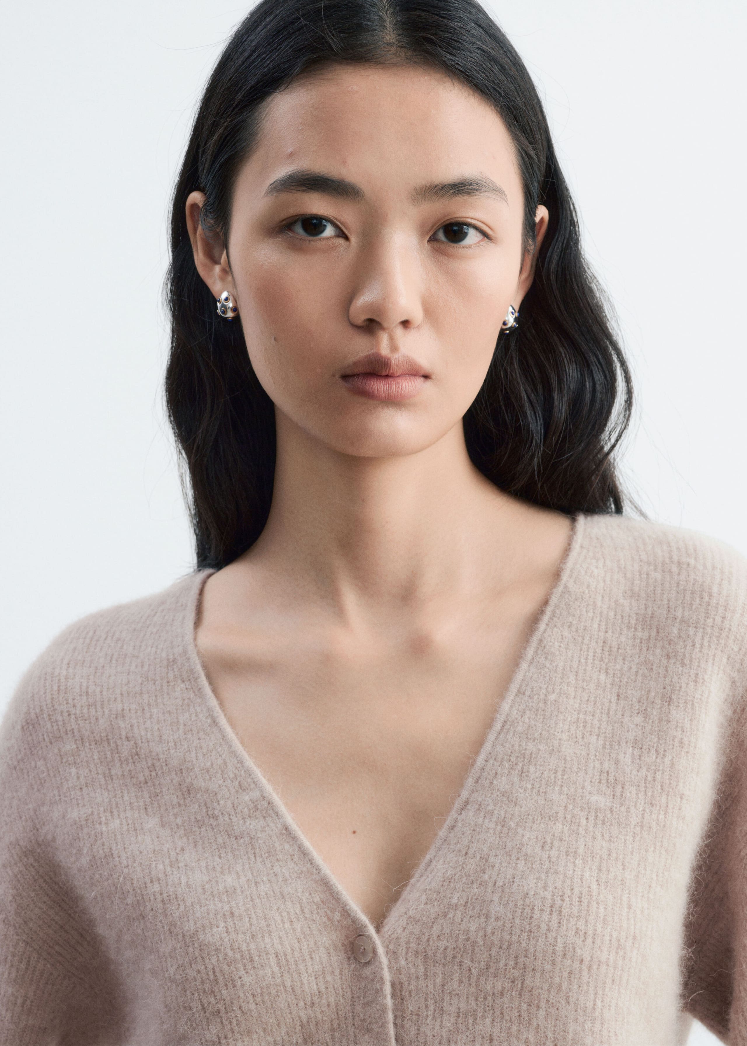 Alpaca-Blend Cardigan Light Beige