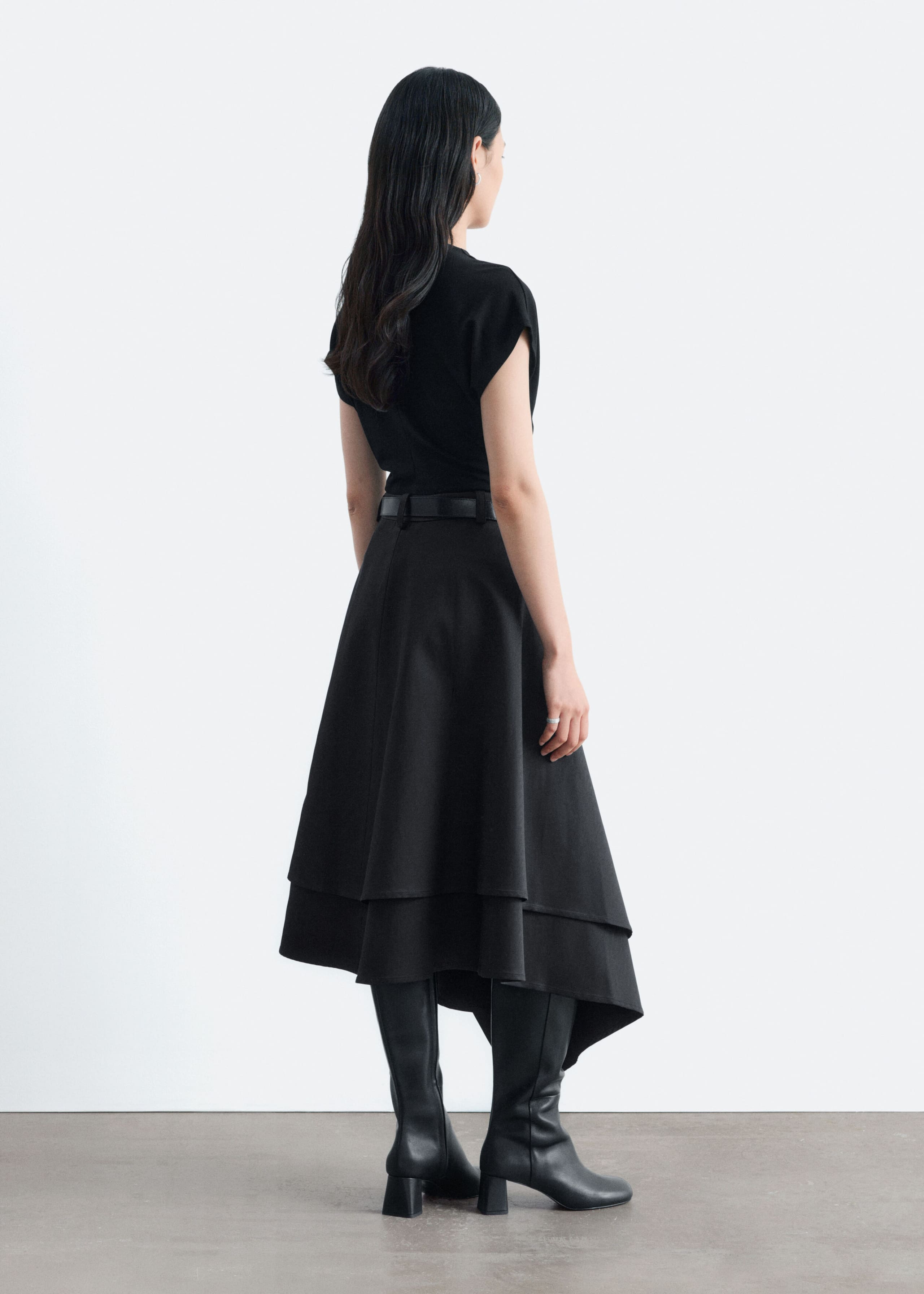 Draped Cowl-Neck Top - Black - Lookbook