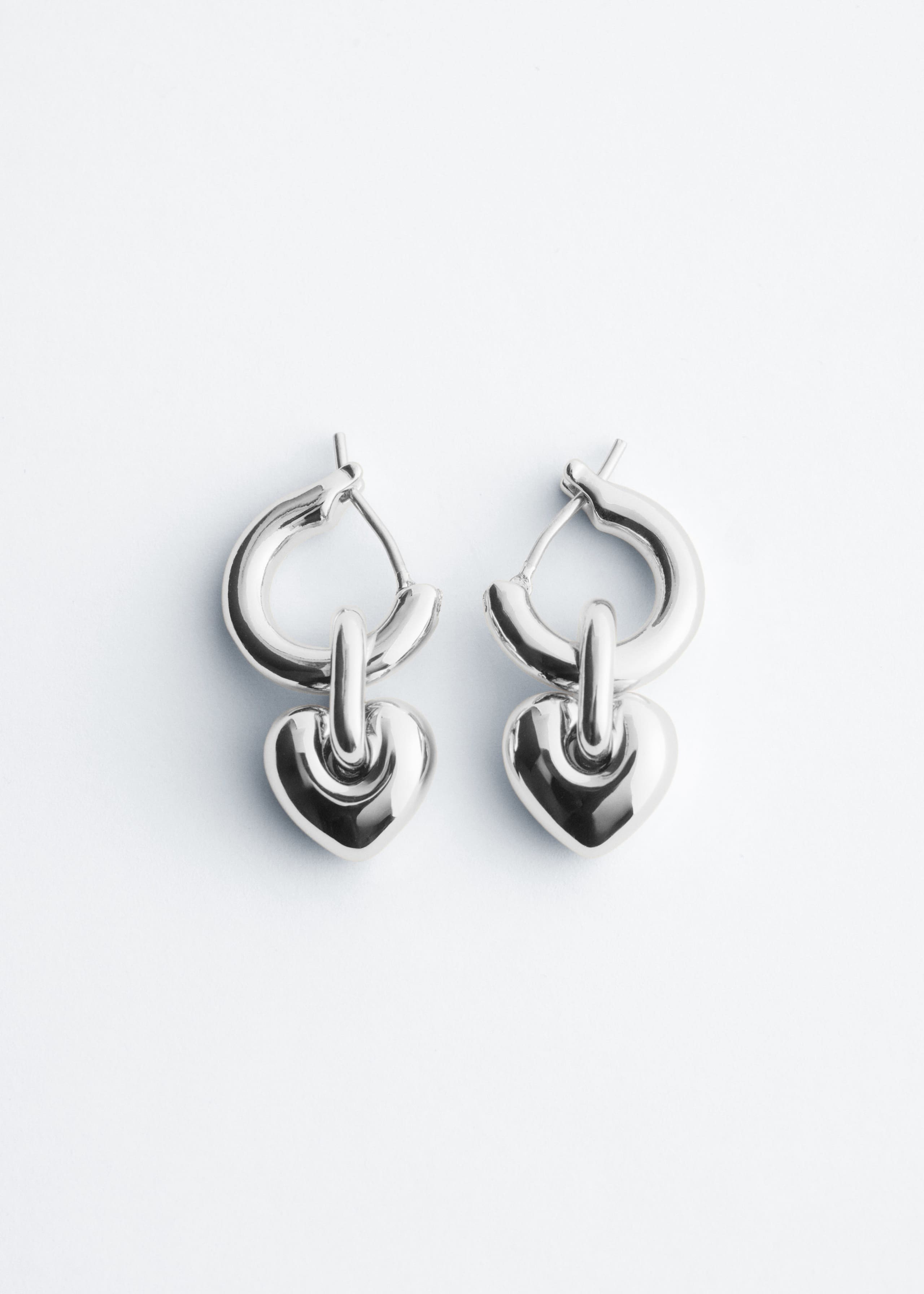 Image of Heart-Pendant Hoop Earrings