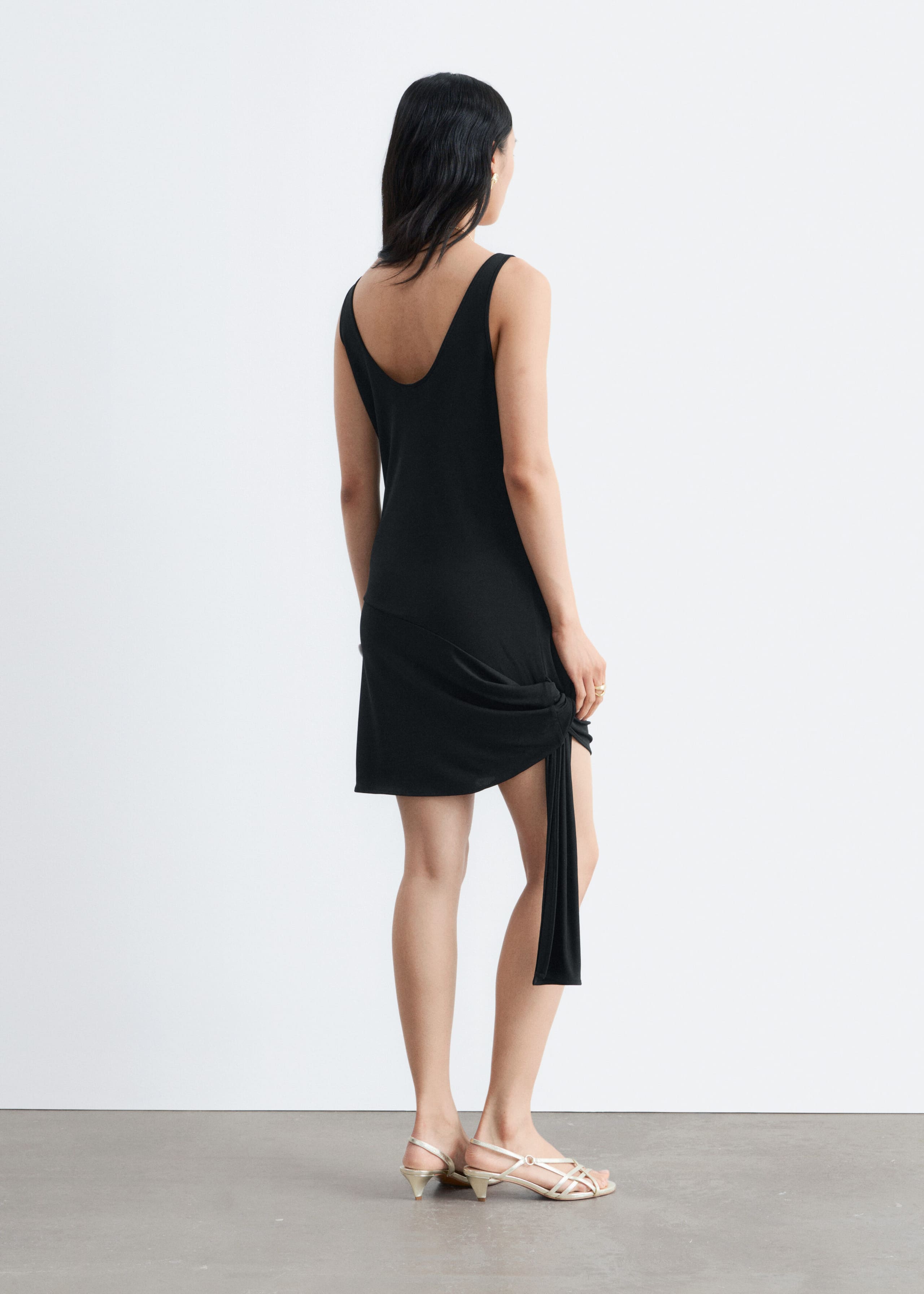 Tie-Hem Mini Dress - Black - Lookbook