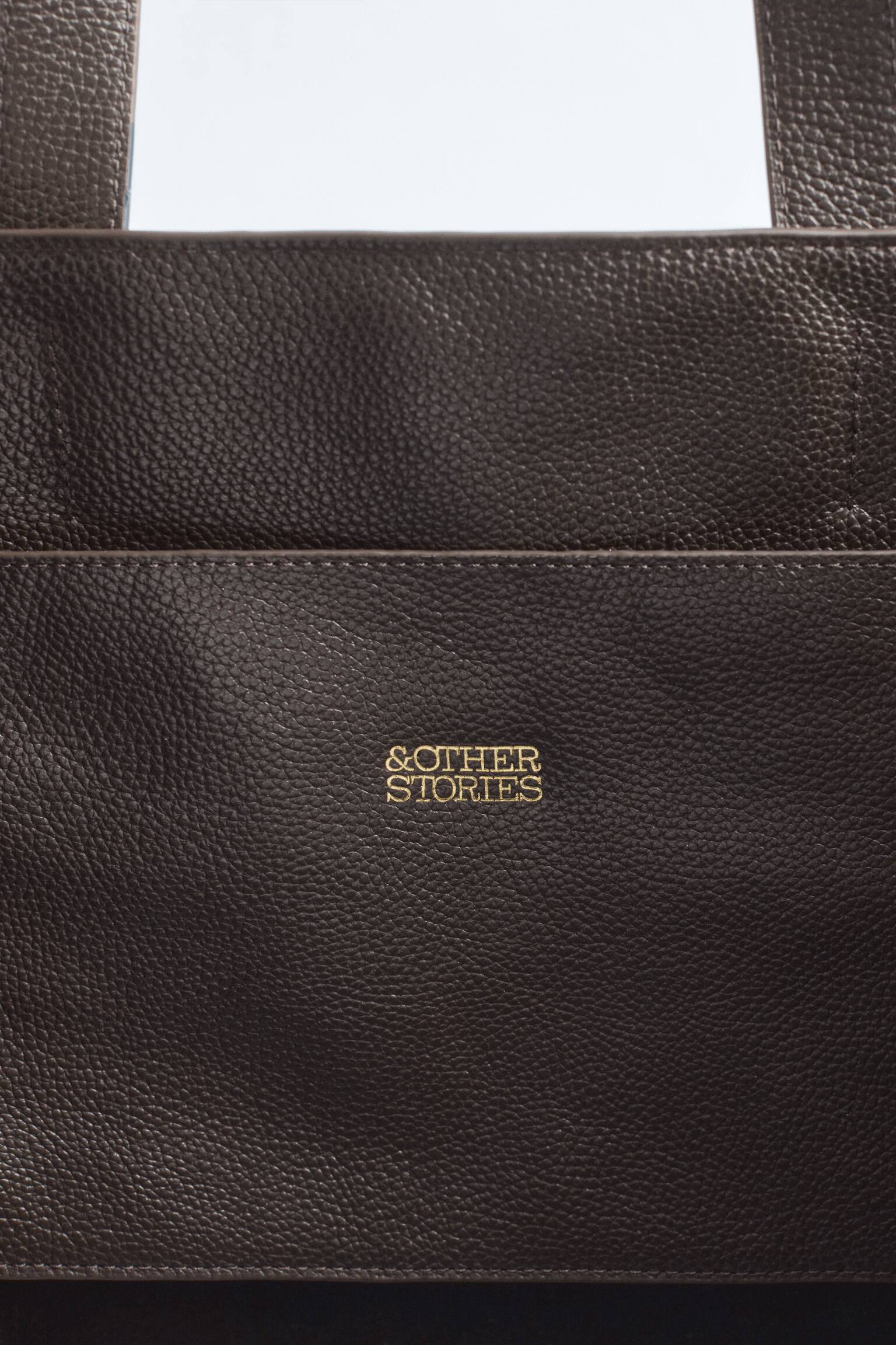 Tote bag en cuir - Brun foncé mat/Gris/Brun foncé verni/Vert kaki - 6