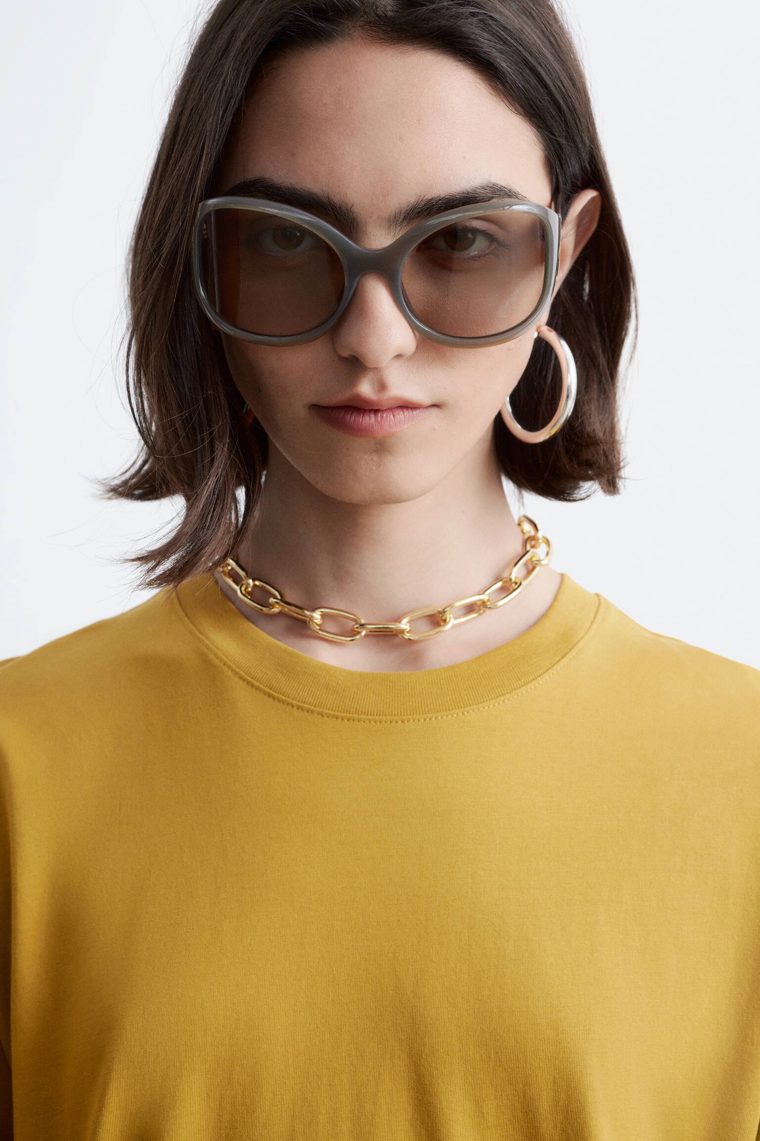 Jersey top met lange mouwen - Donkergeel/Wit/Marineblauw/witte strepen - 6