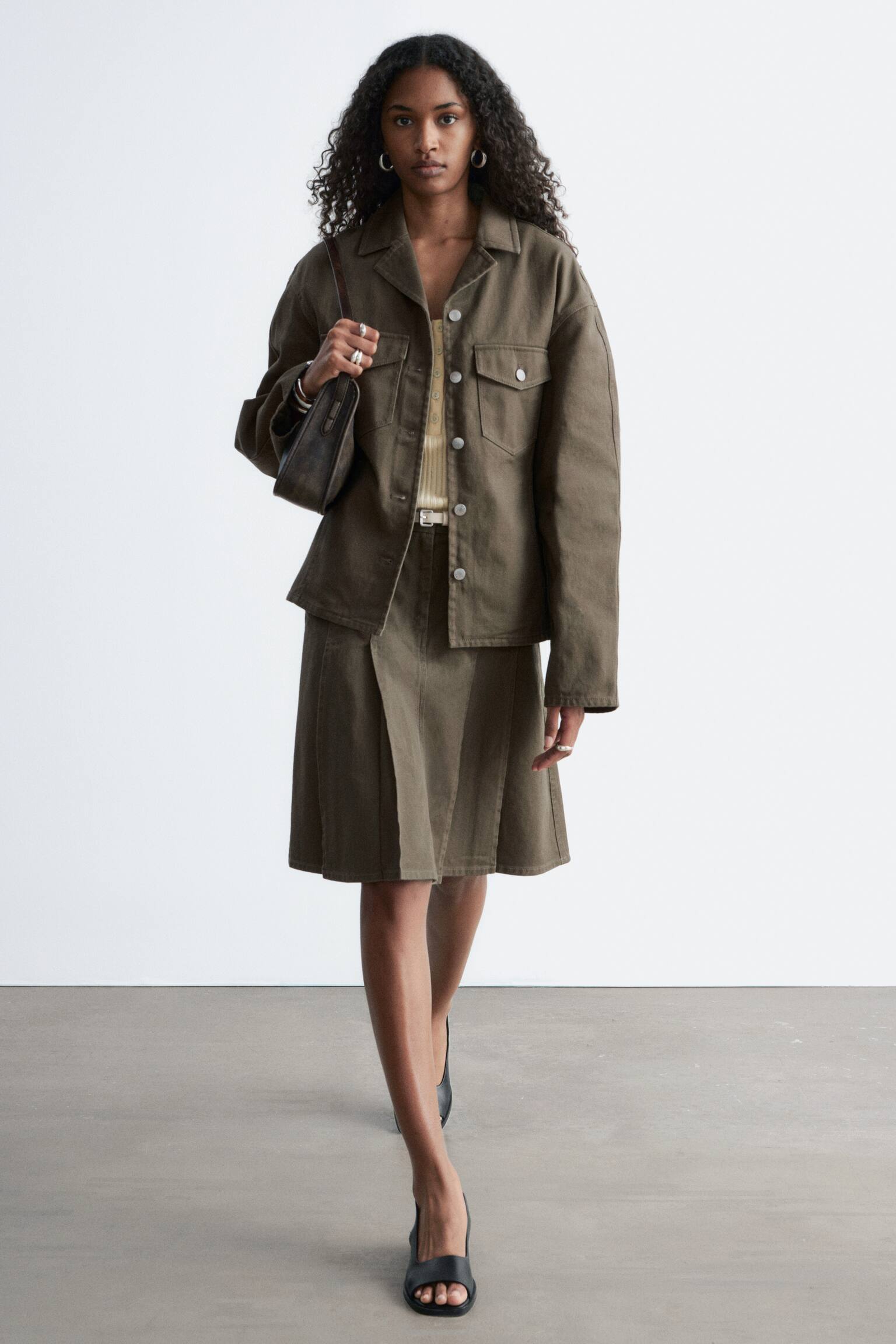 Pleated Cotton Midi Skirt - 5