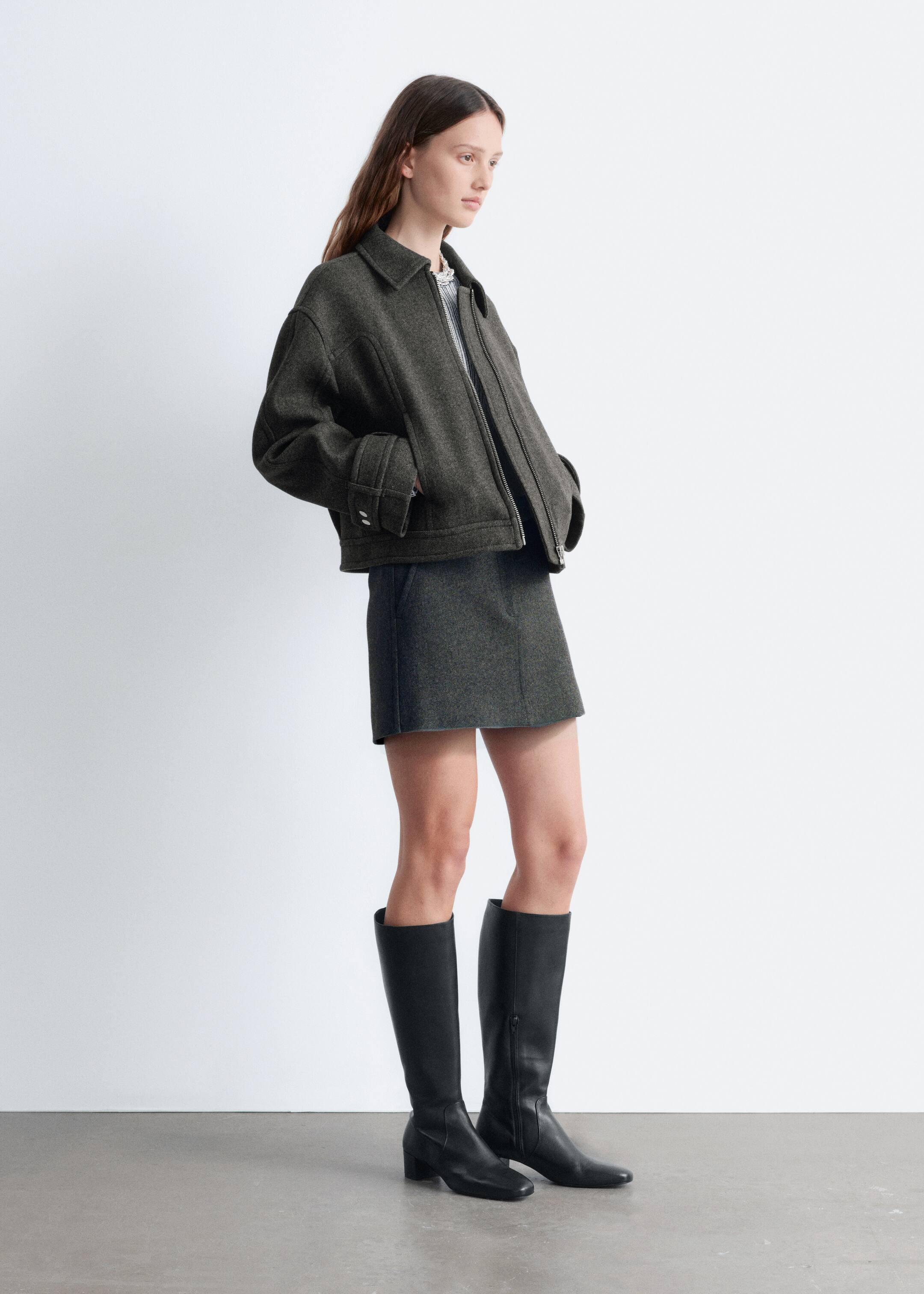 Agrandir l'image: Veste courte en laine - Gris foncé - FEMME | H&M CH 5