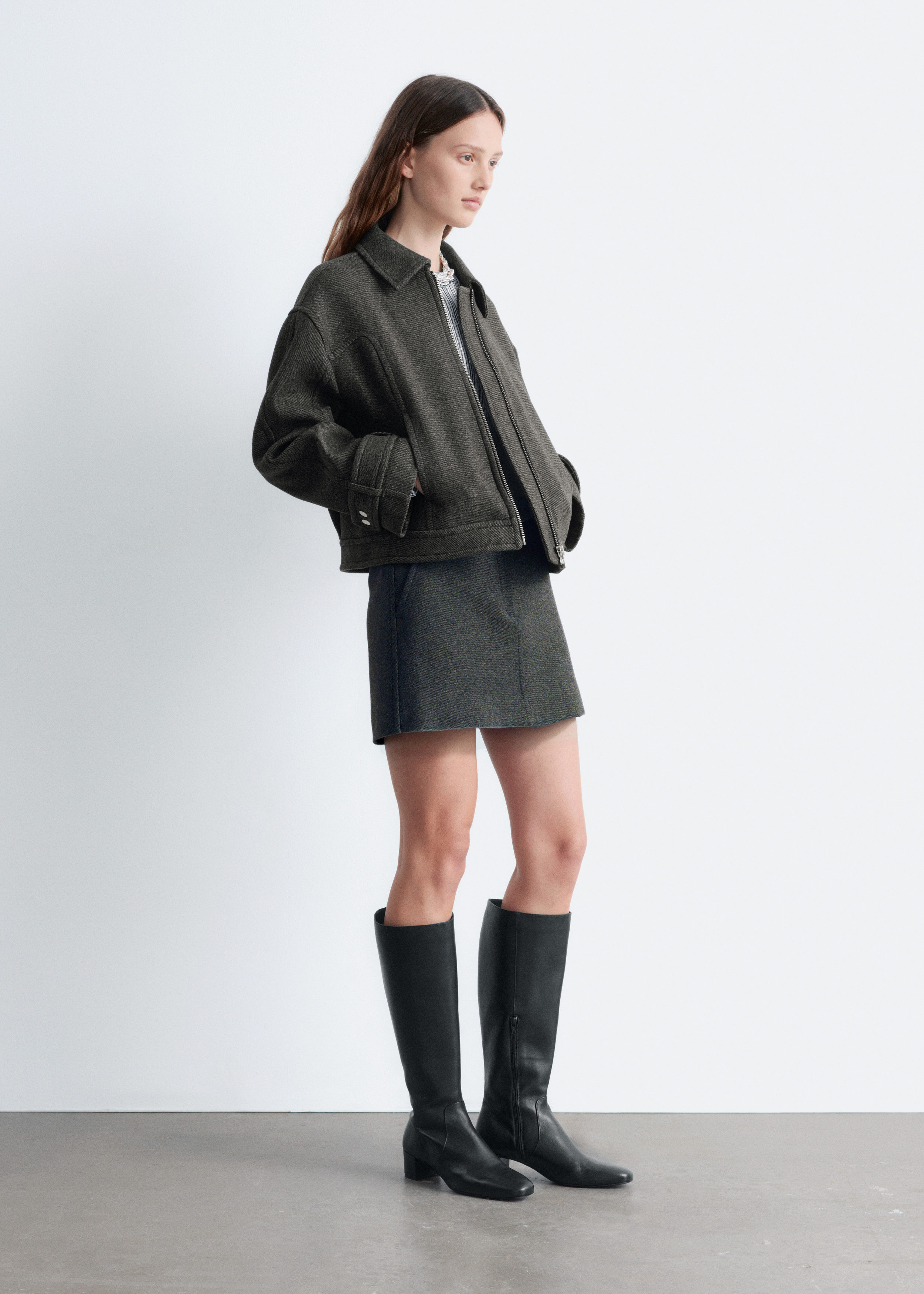 Short Wool Jacket - Dark Grey - Jackets - & Other Stories BE