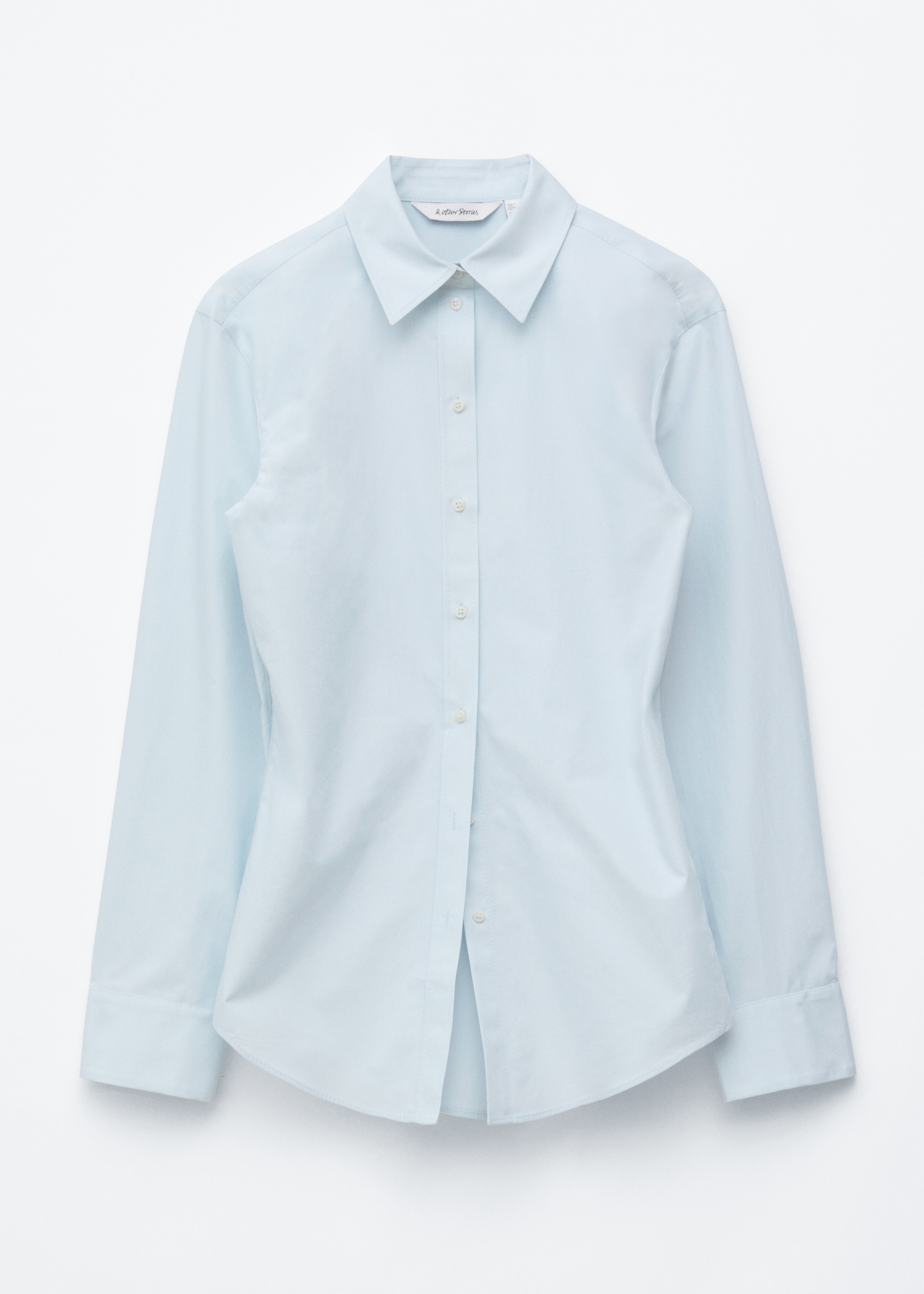Chemise cintrée en coton - Bleu clair/Turquoise clair