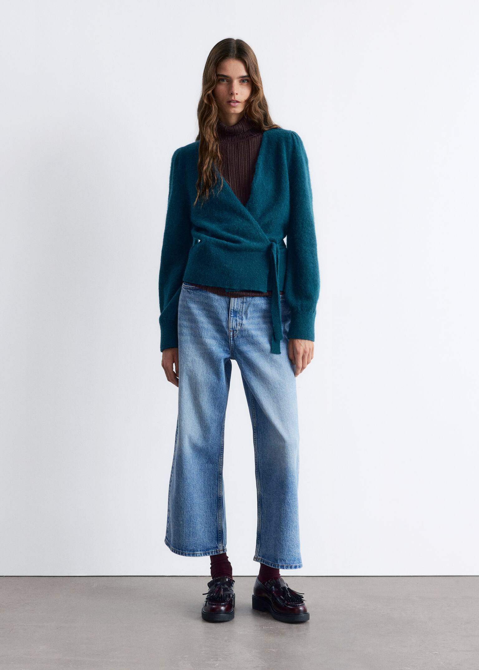 Mohair-Blend Wrap Cardigan - Petrol Blue/Light Blue/Beige/Cream/Dusty Pink/Black/Plum/Dark Brown/Beige - 5