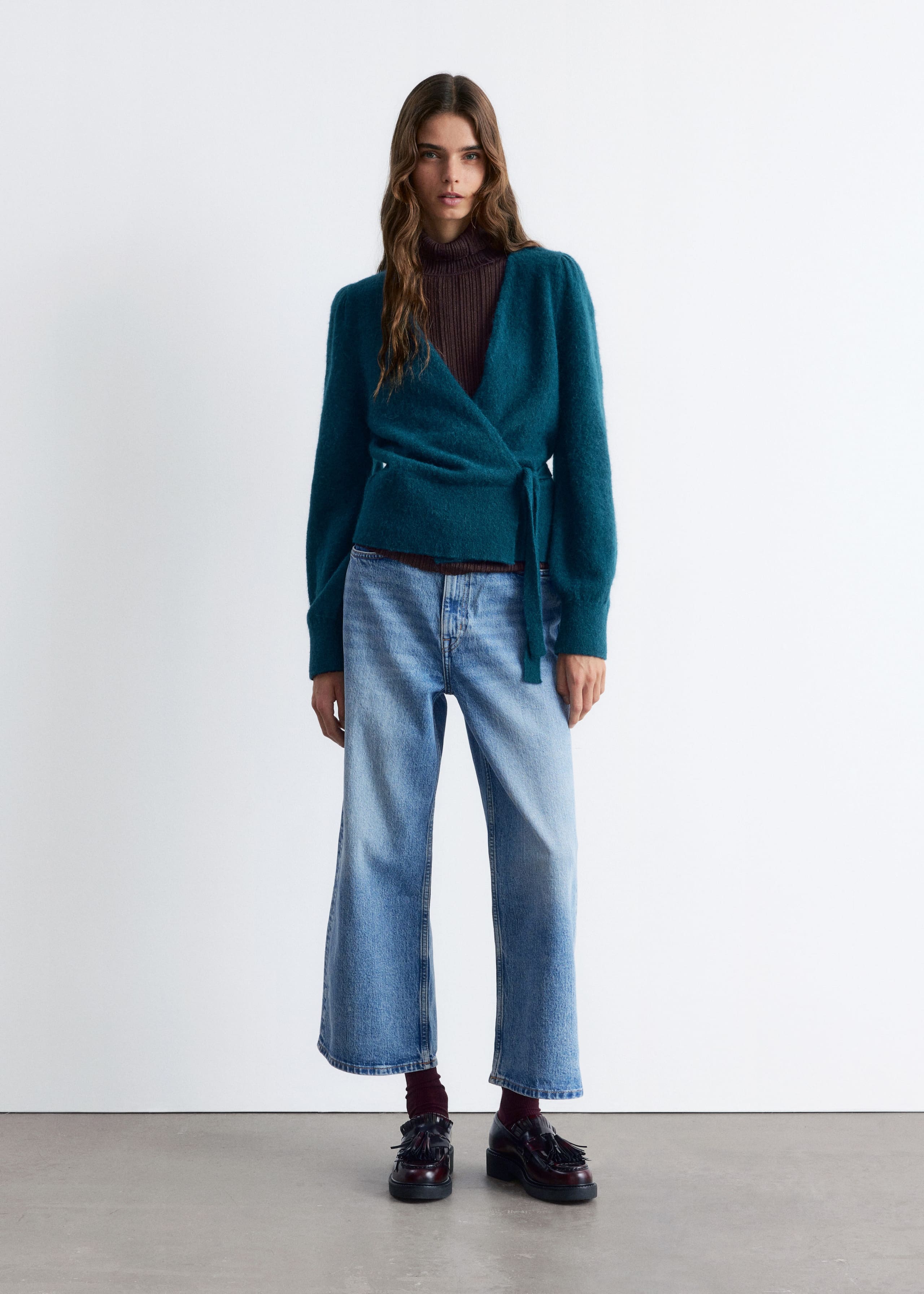 Image of Mohair-Blend Knitted Wrap Cardigan