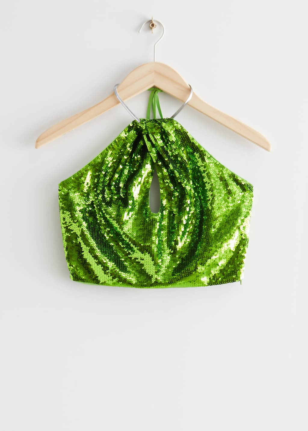 Top court à dos nu orné de sequins - Vert à paillettes - Still Life
