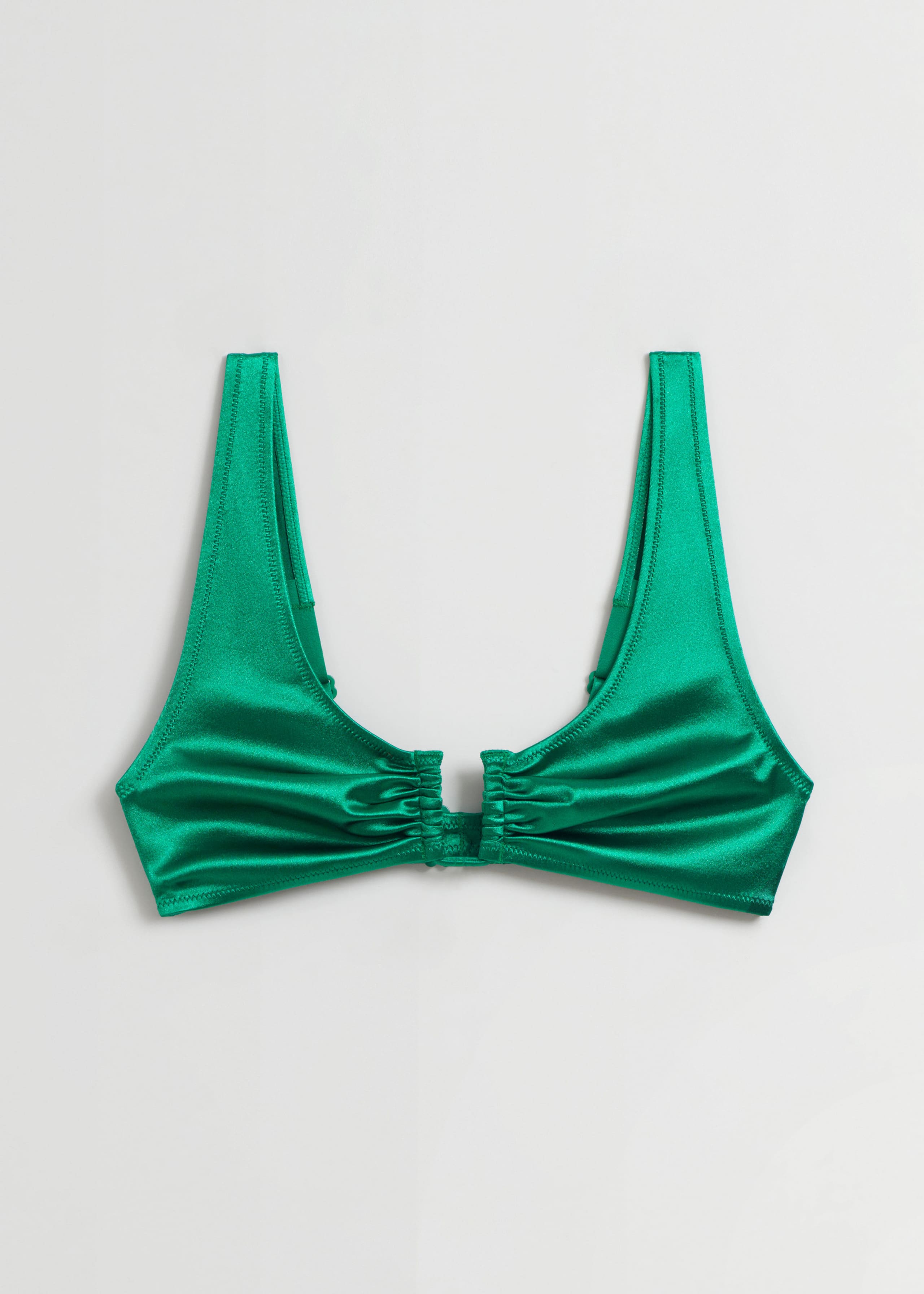Shiny Ruched Bikini Top - Sea green - Still Life