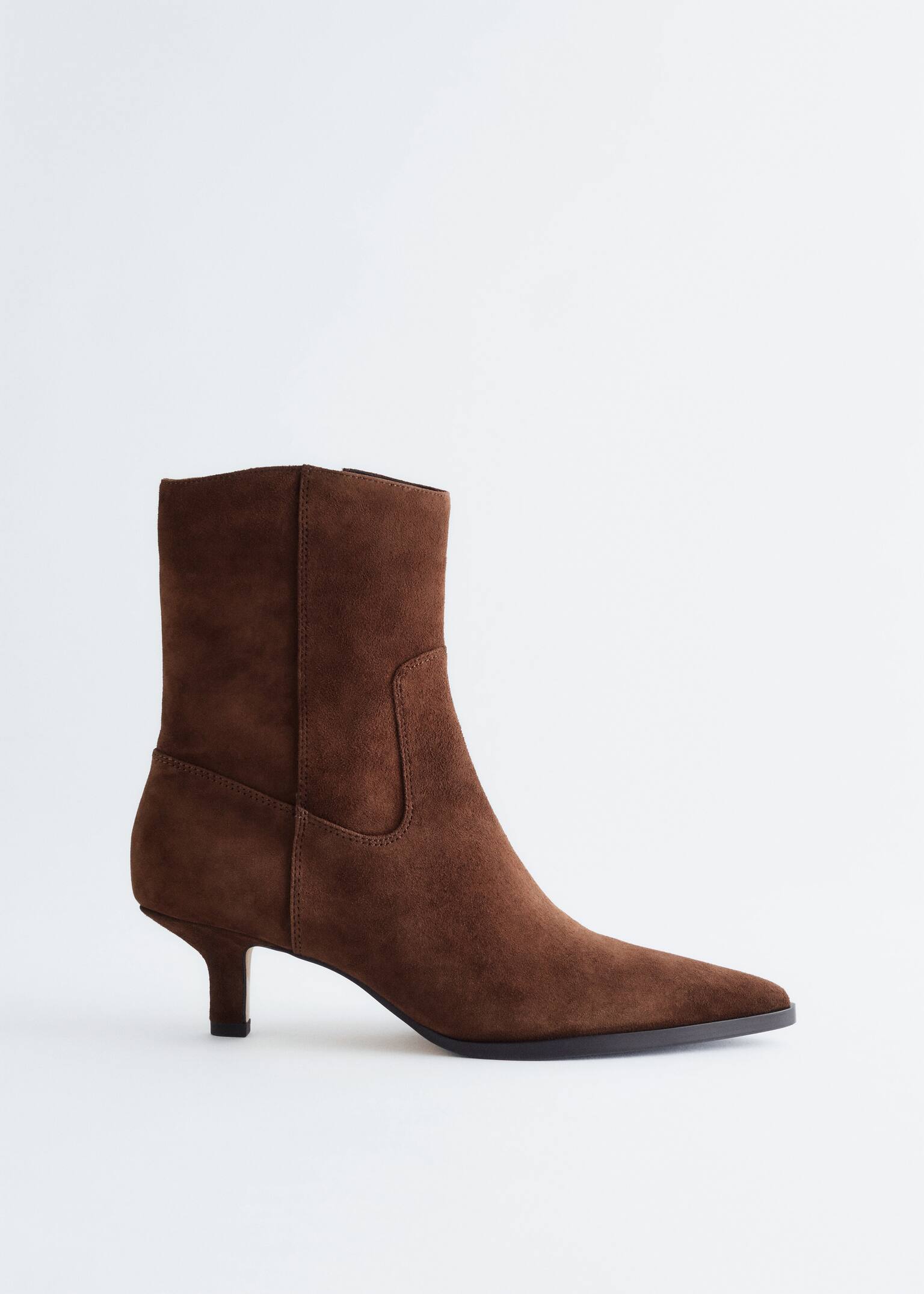 Kitten Heel Ankle Boots - Brown/Black/Cognac Snake