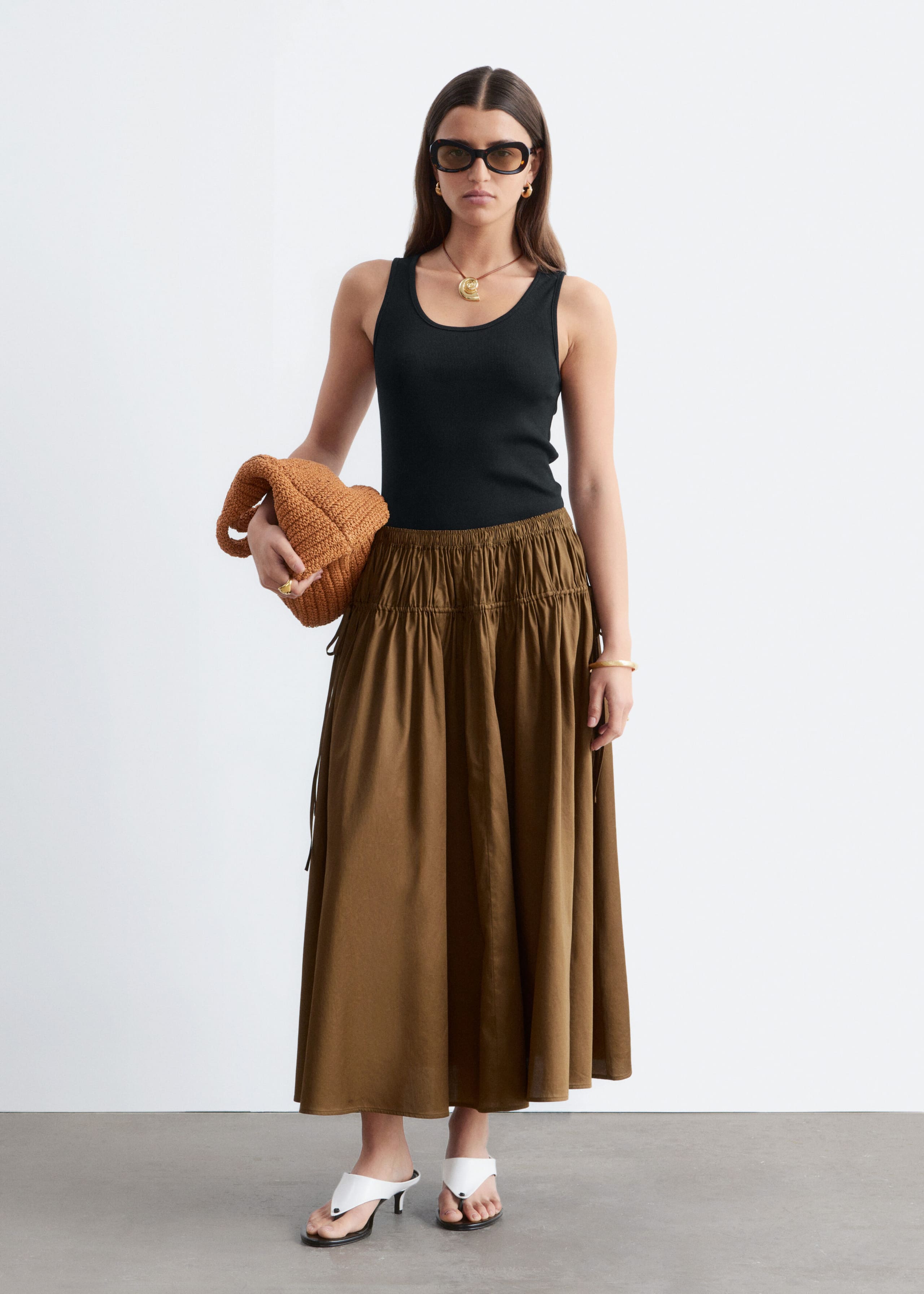 Ribbed Cotton Tank Top - Green - Lookbook