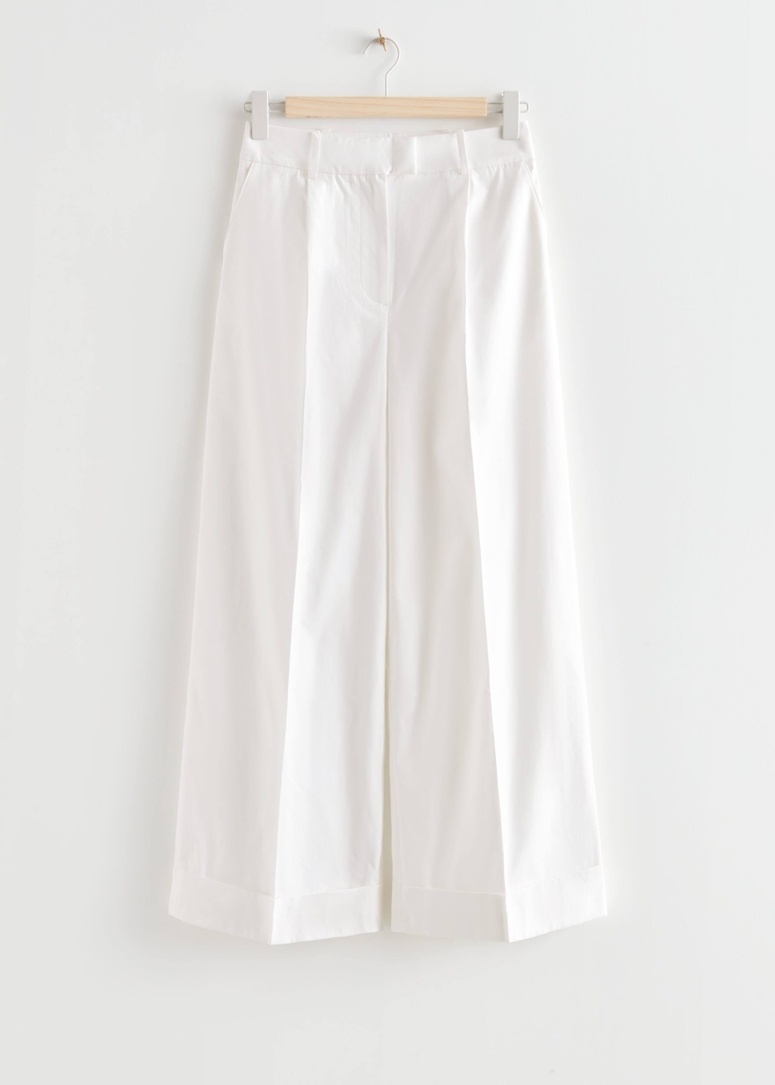 Wide Press Crease Trousers - White - Natura morta