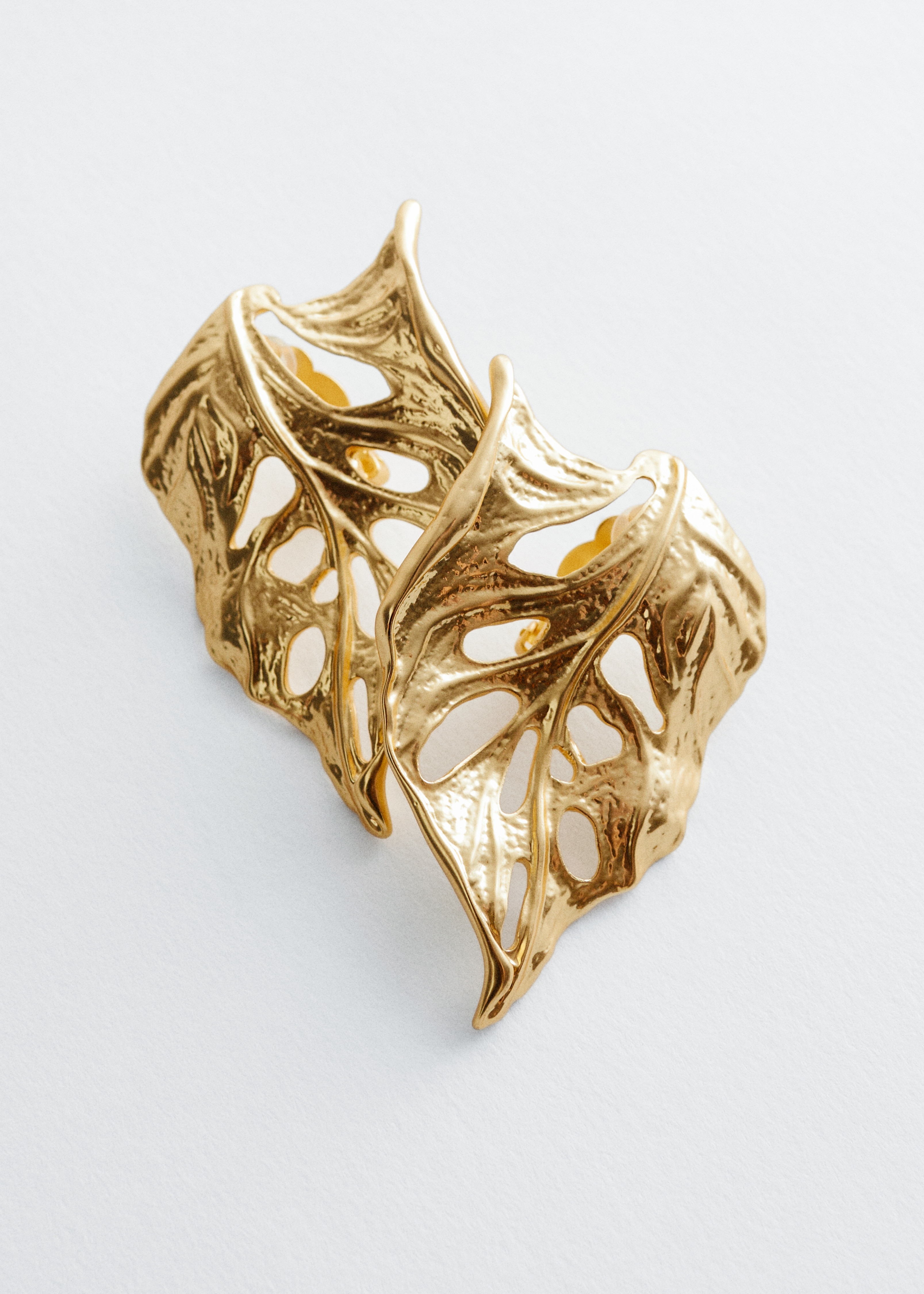 Orecchini a clip a forma di foglia oversize - Oro