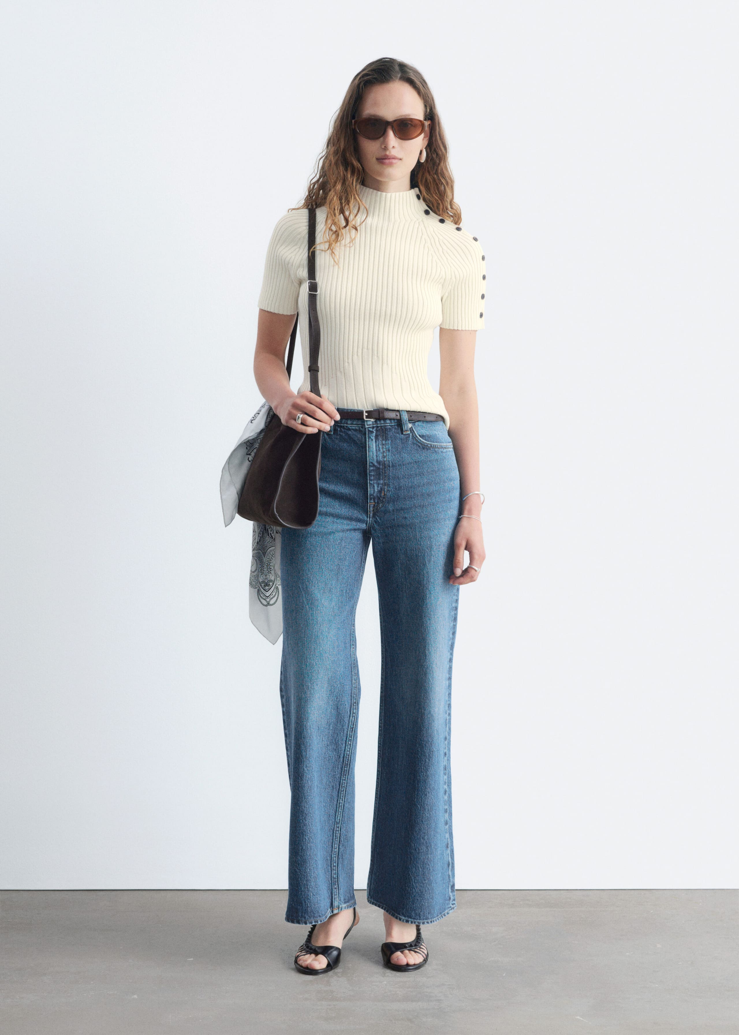 Mock-Neck Ribbed Top - Light Pink - Lookbook