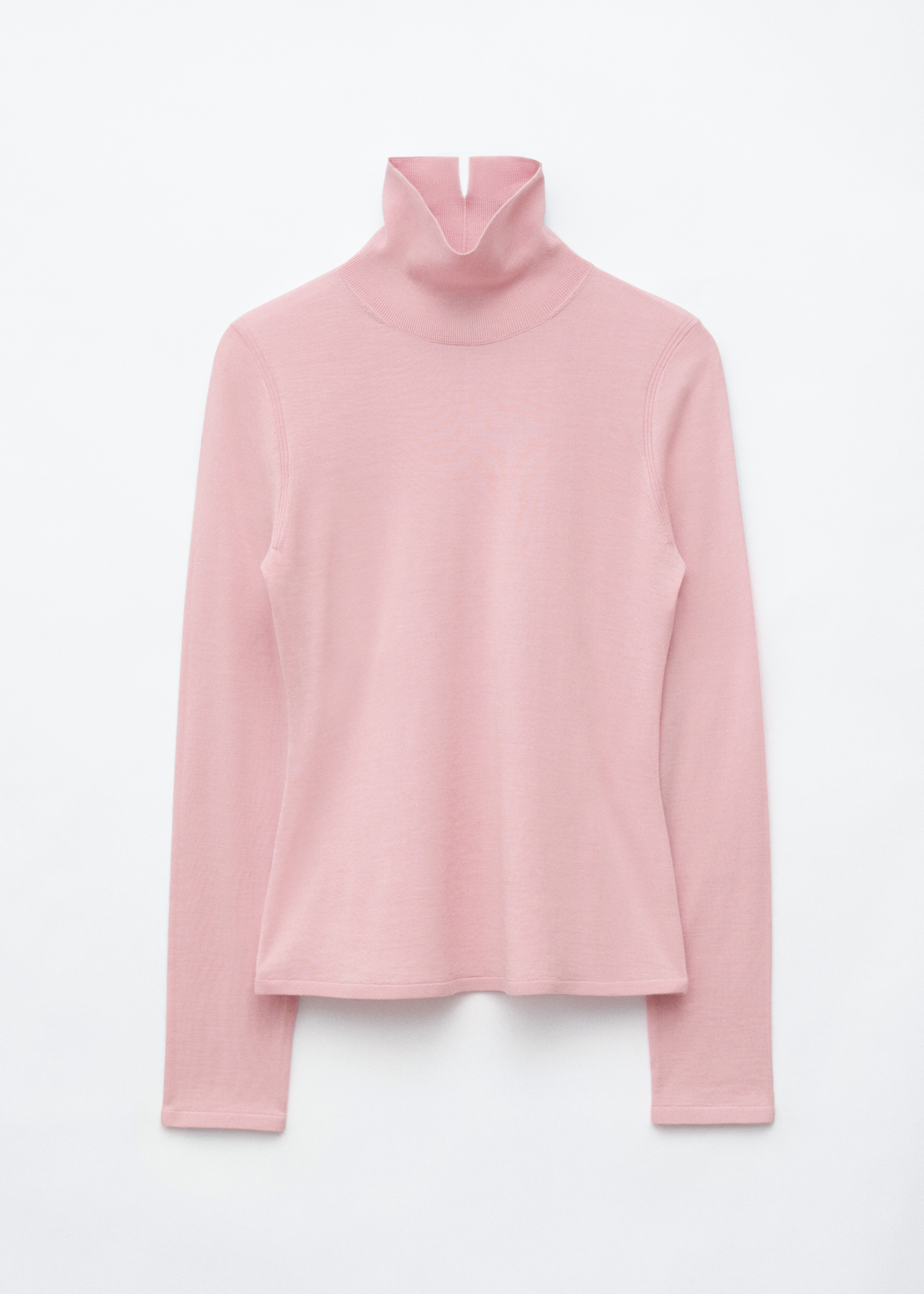 Top van merinowol met polokraag - Roze/Rood