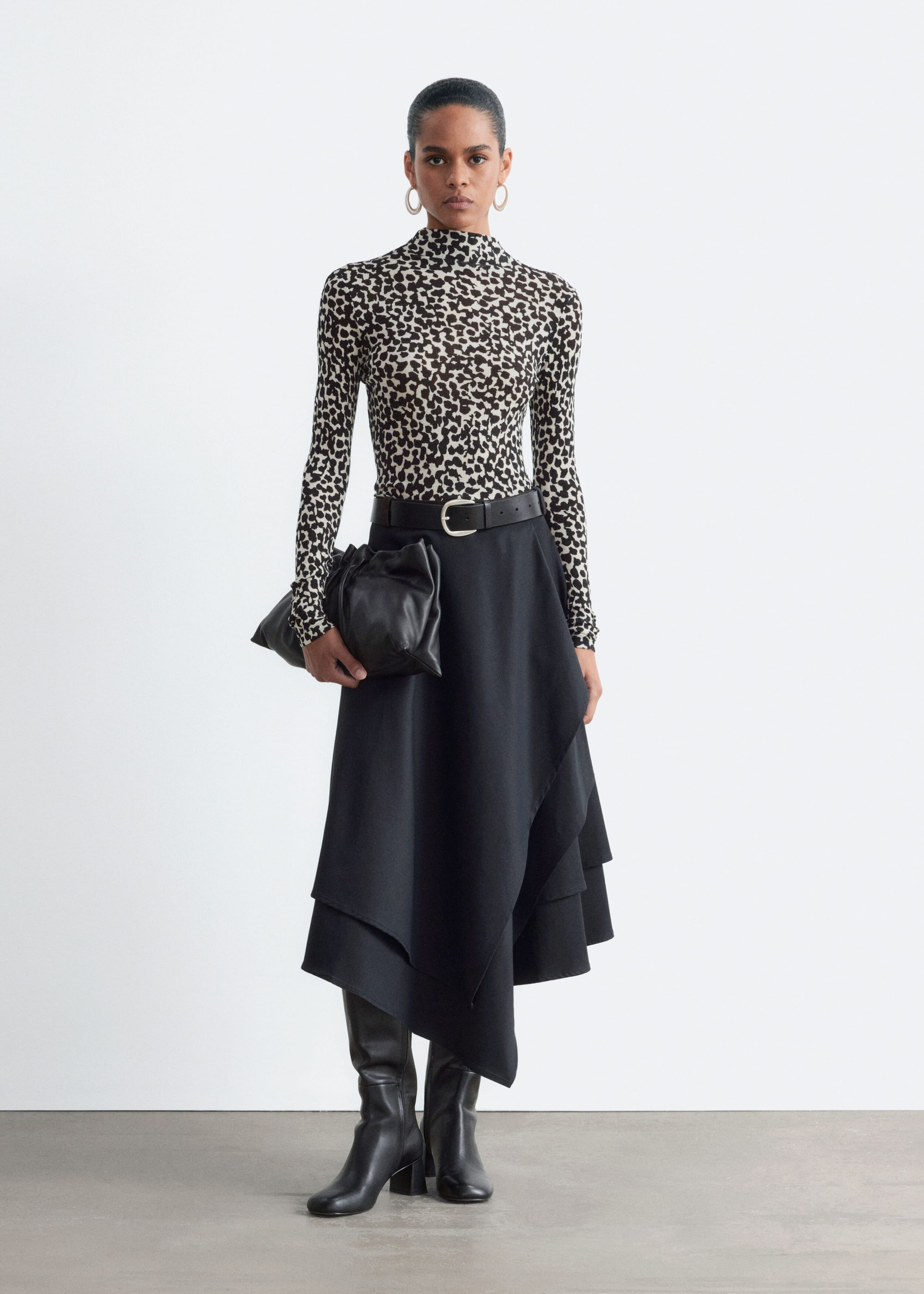 Wool Mock-Neck Top - White/Black - Lookbook