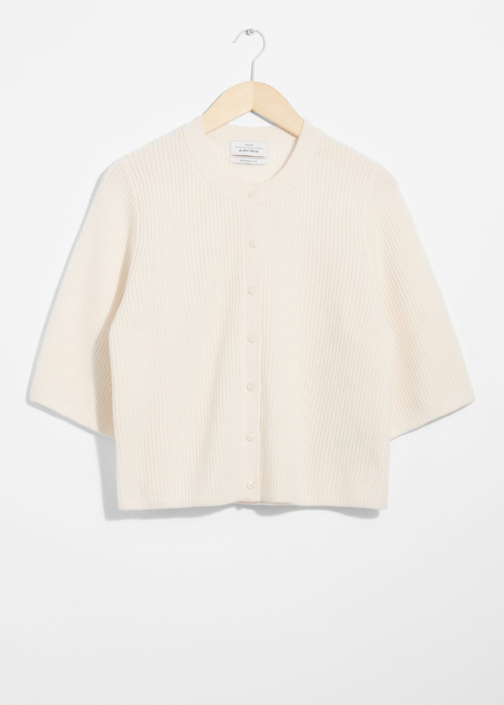 Merino Rib-Knit Cardigan - Light Blue - Still Life
