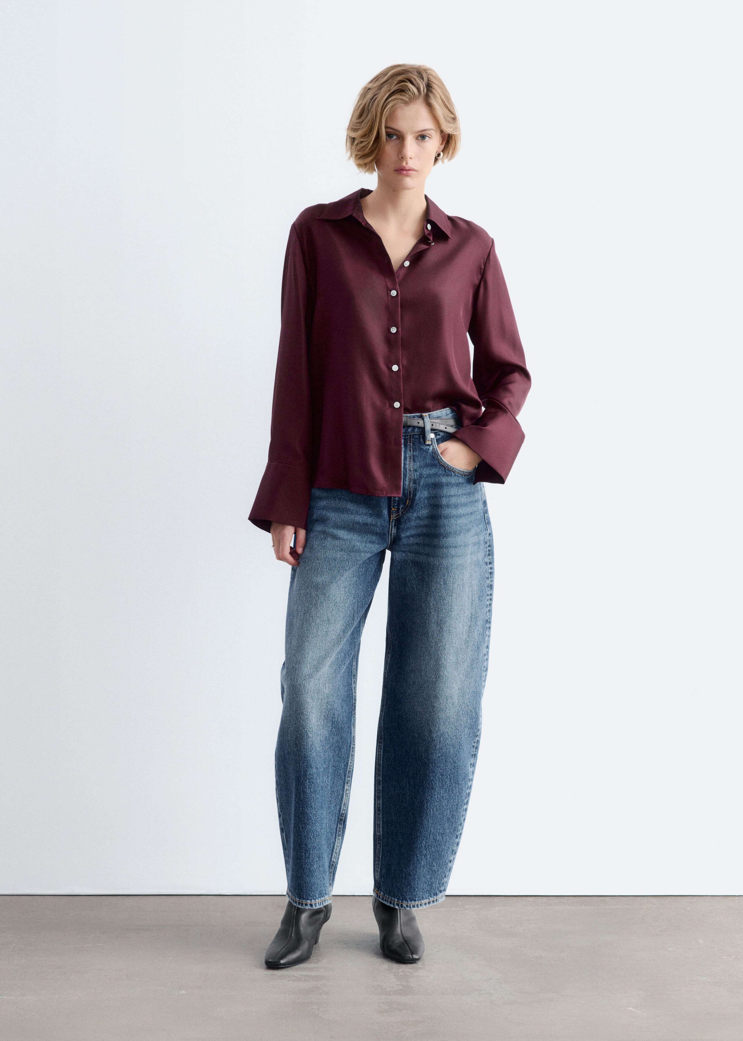 Relaxed Silk Shirt Dark Red