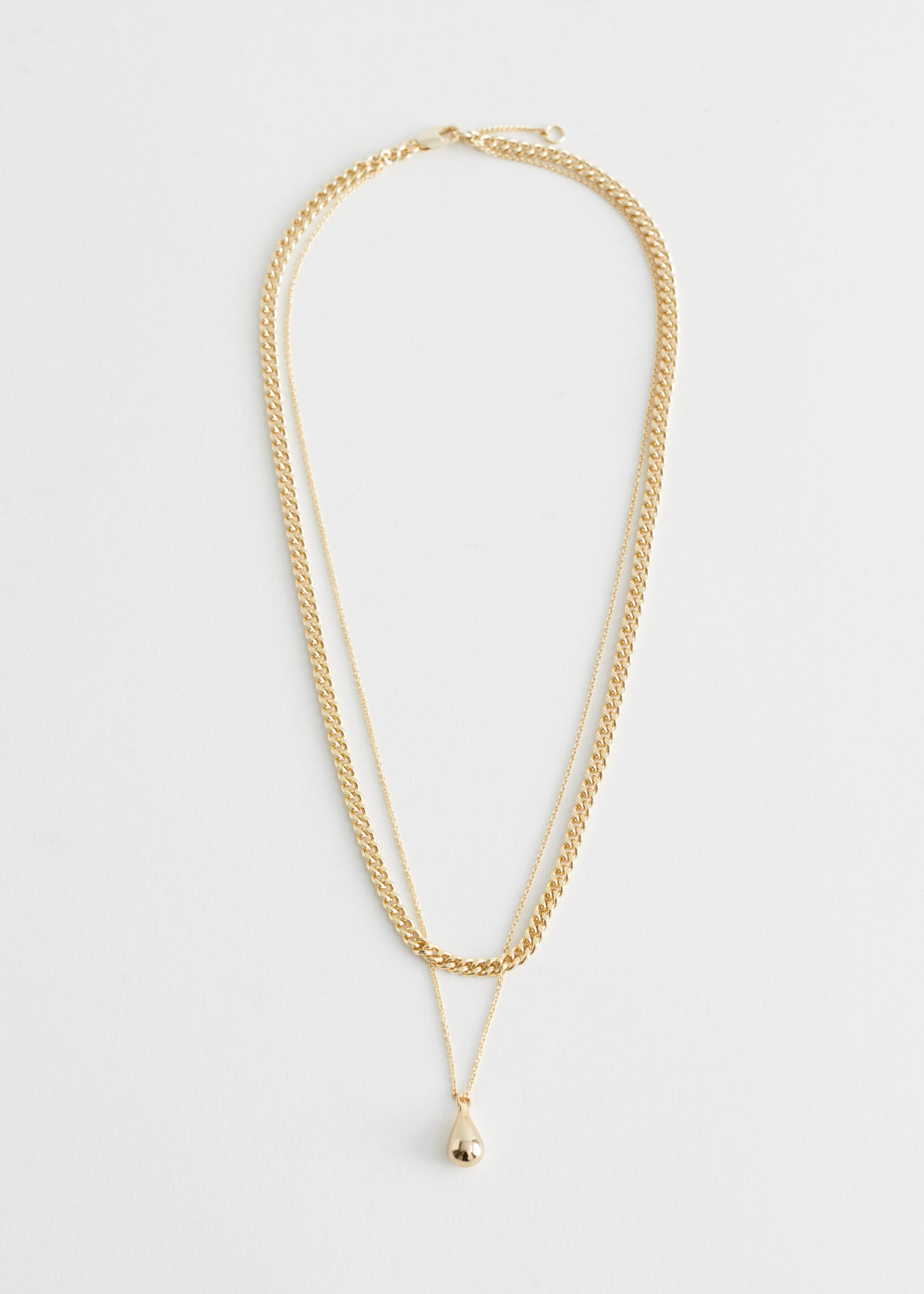 Collar en capas con colgante de gotas - Oro - Bodegón