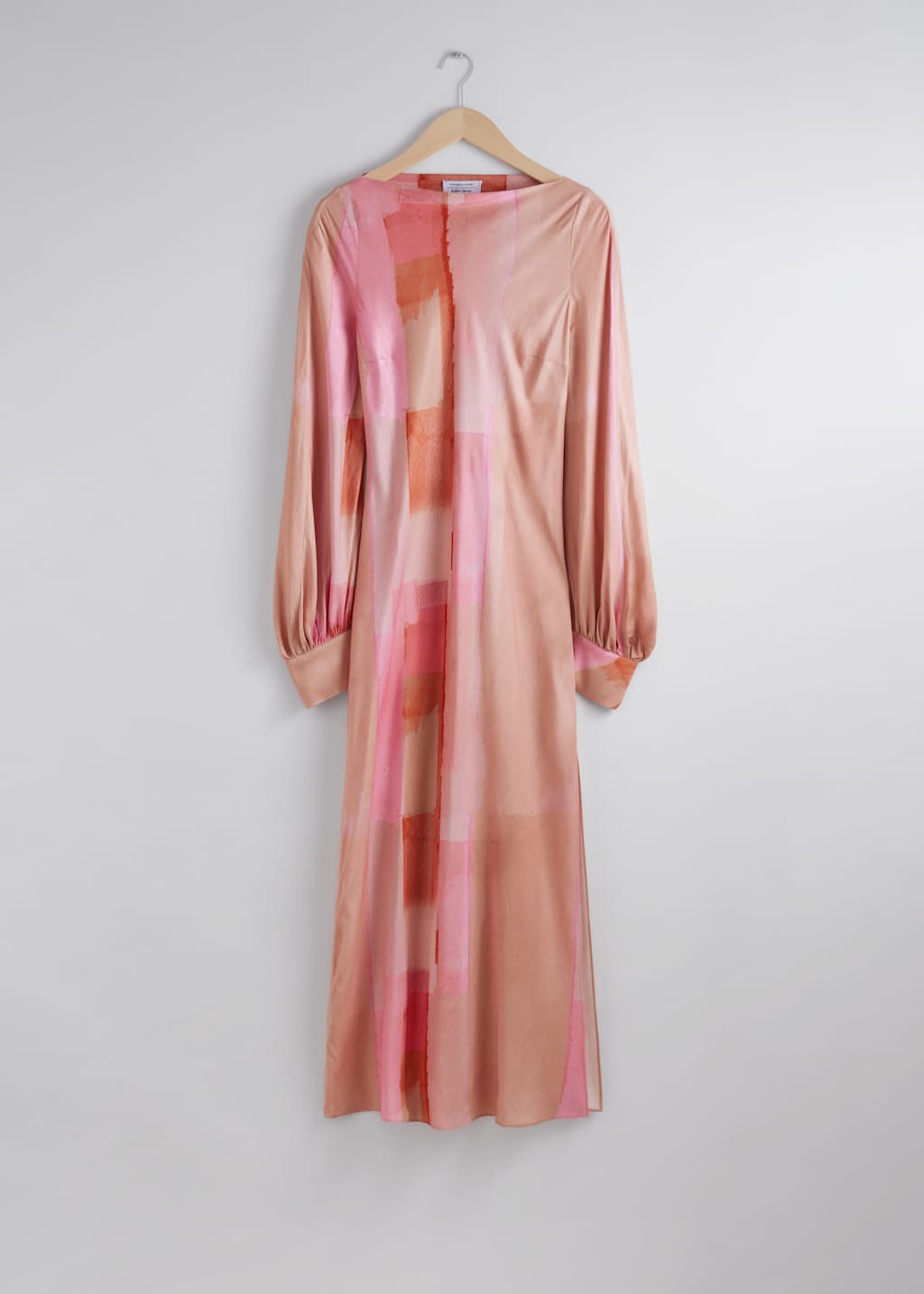 Robe midi à manches volumineuses - Rose/Beige - Still Life