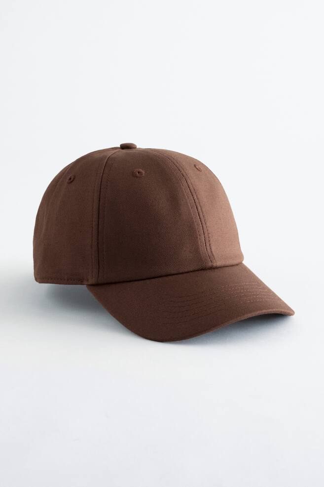 Cotton-Linen Baseball Cap - Brown/Off-White - 1