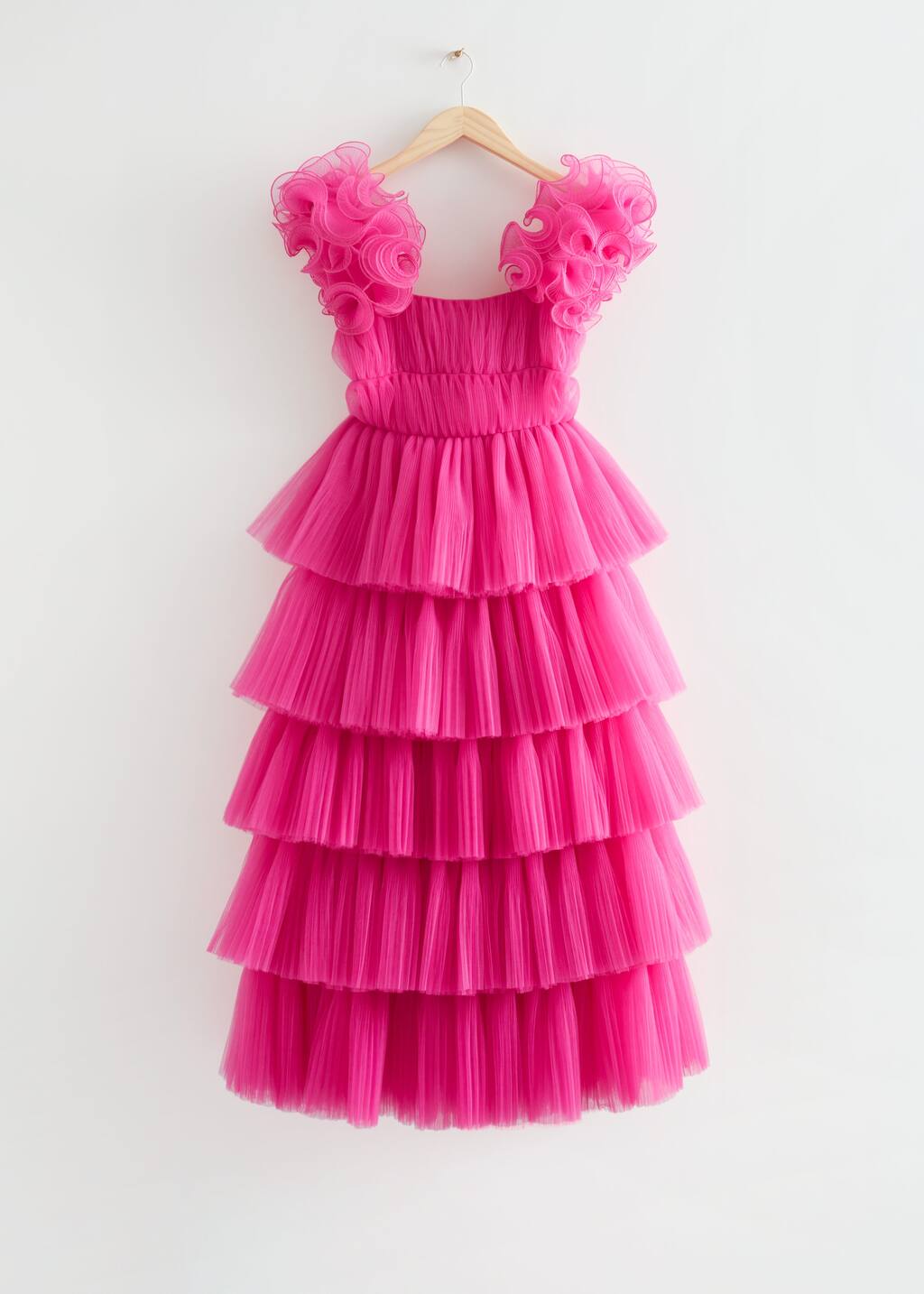 Multi-Tiered Ruffle Maxi Dress - Bright Pink - Still Life