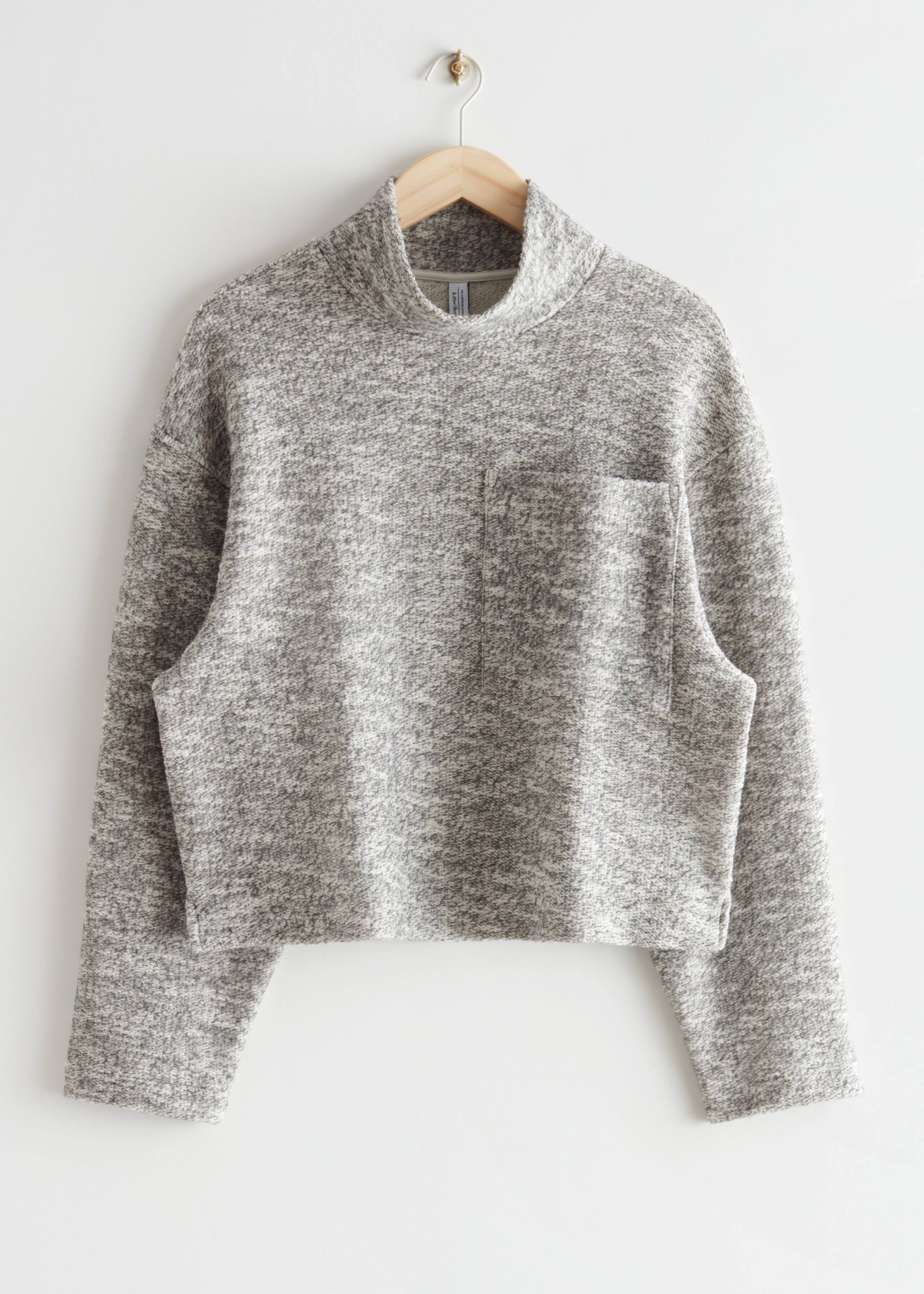 Boxy Patch Pocket Top - Grey Melange - Natura morta