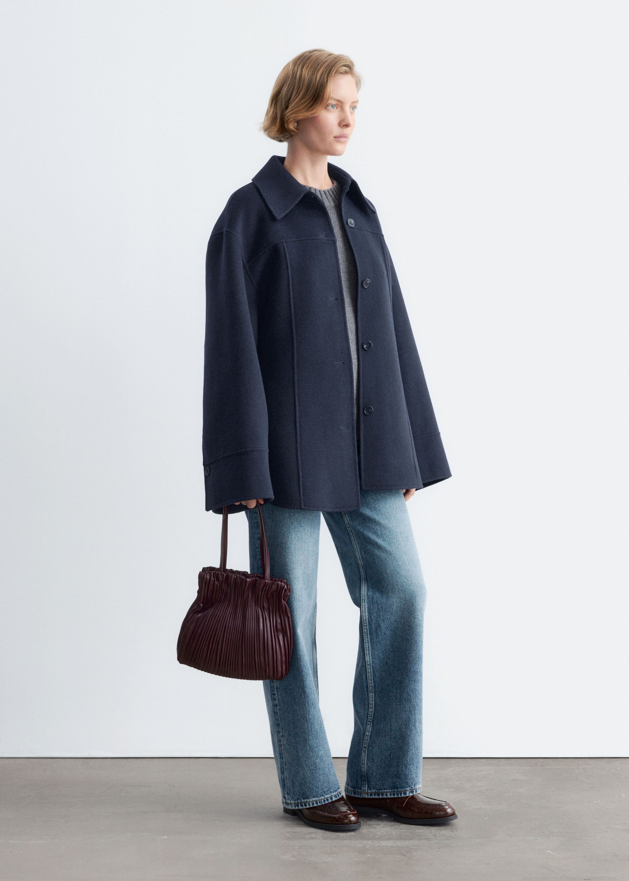 Schmal zulaufende Wolljacke - Navyblau - Stillleben
