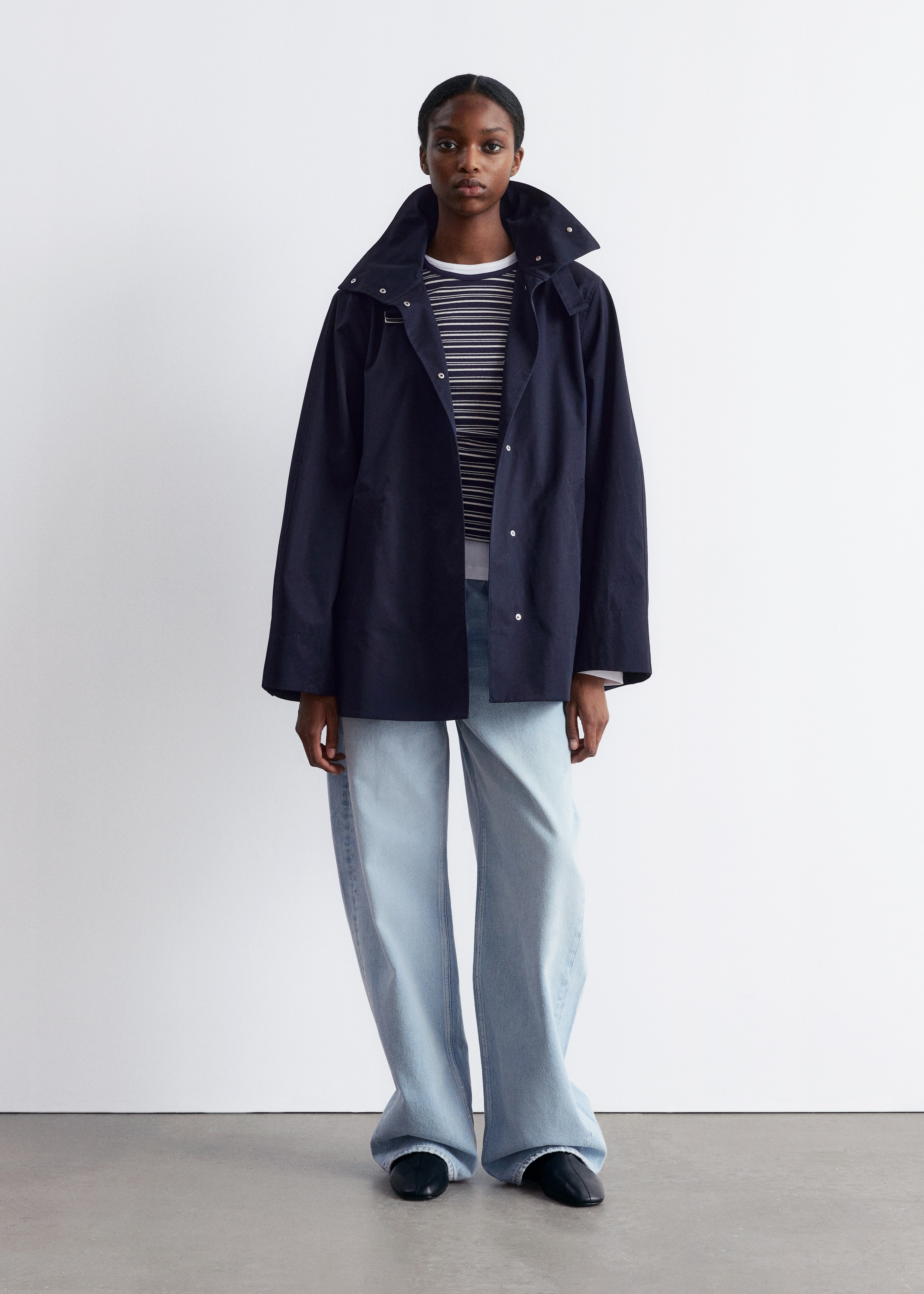 A-linje trakthalsjakke - Mørk blå/Khakigrønn