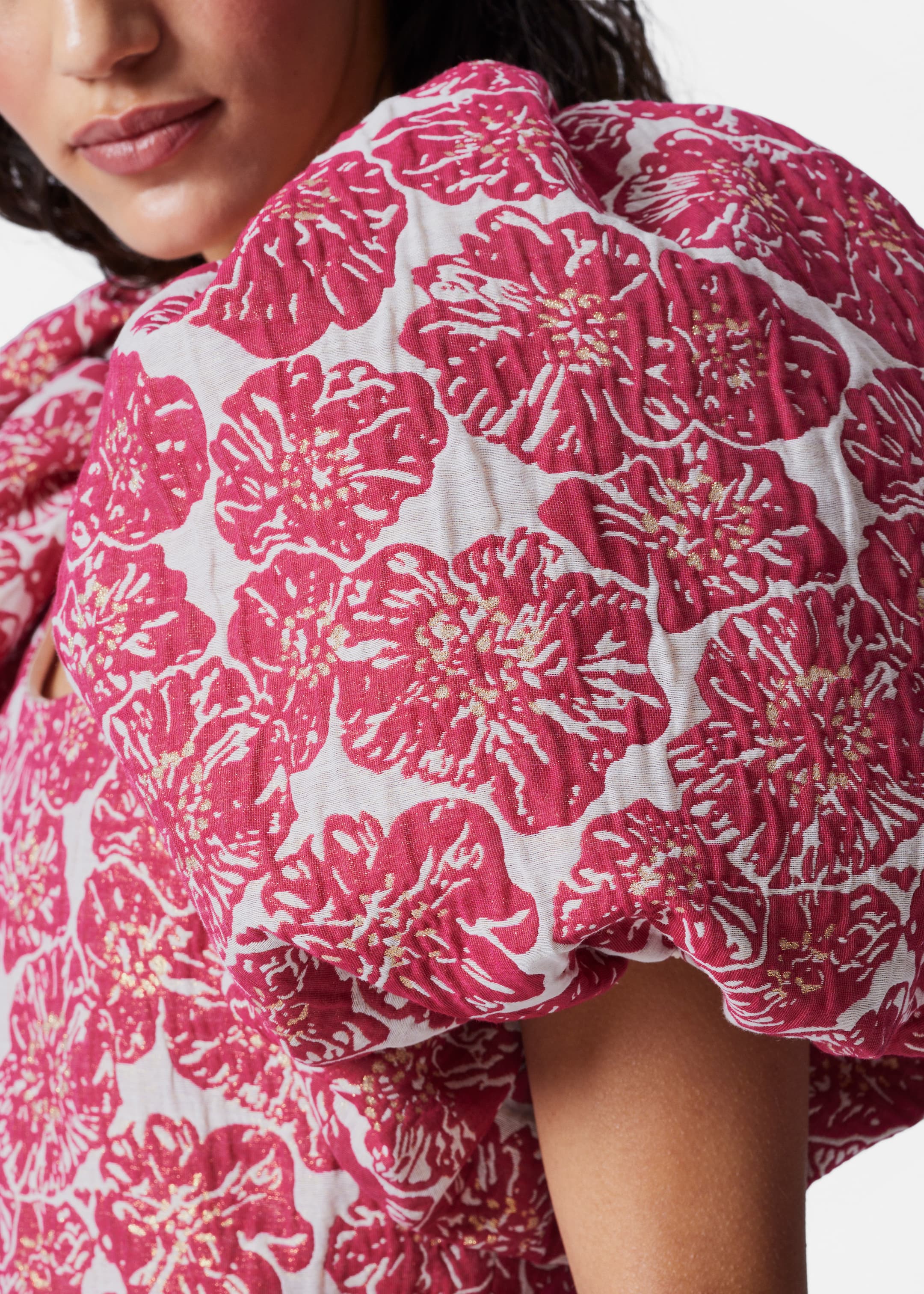 Visualizza immagine più grande: Mini abito con maniche a palloncino - Rosa scuro/Bianco - DONNA | H&M IT 5