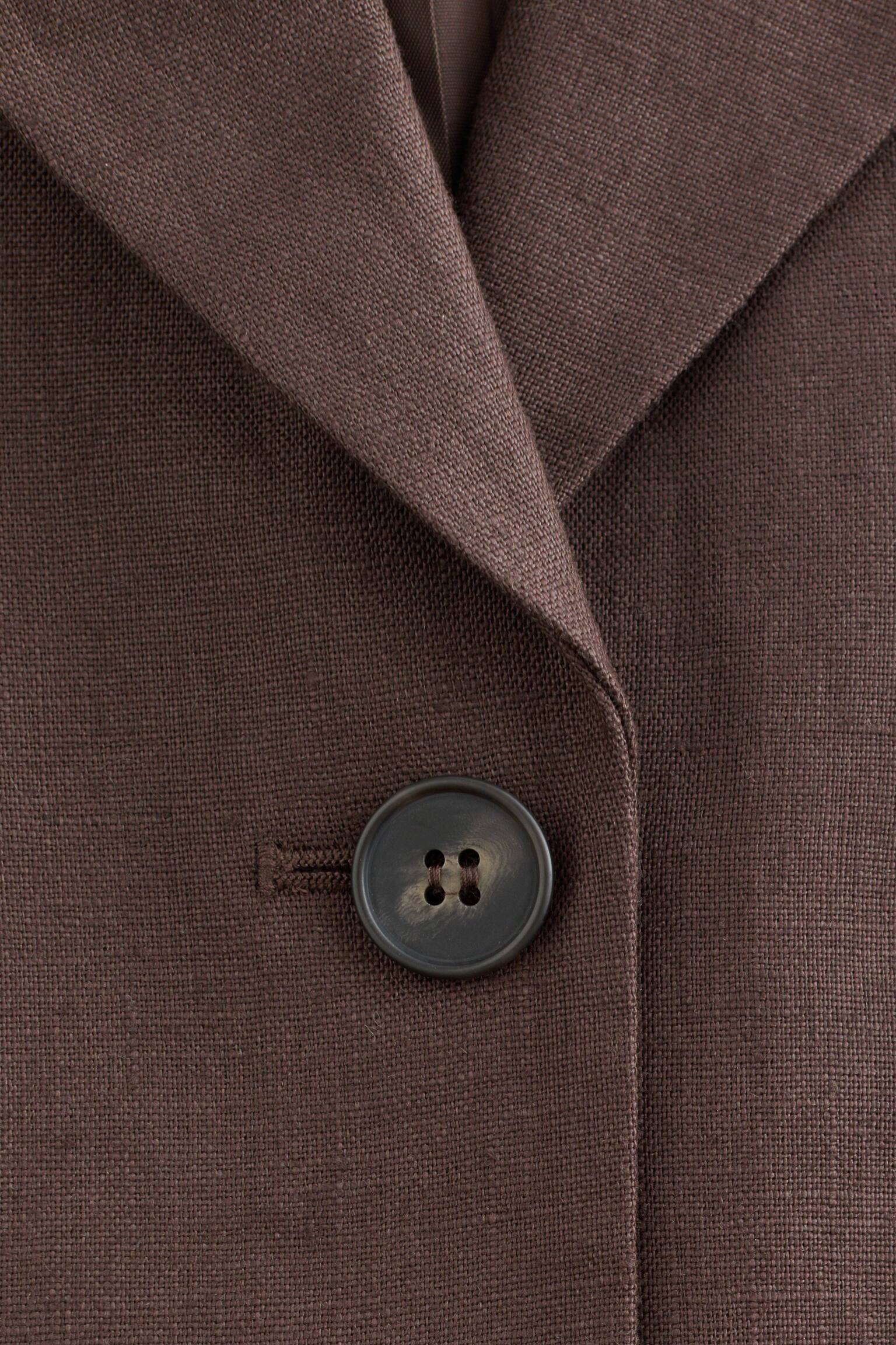 Figursyet blazer i hør - Brun/Beige - 9