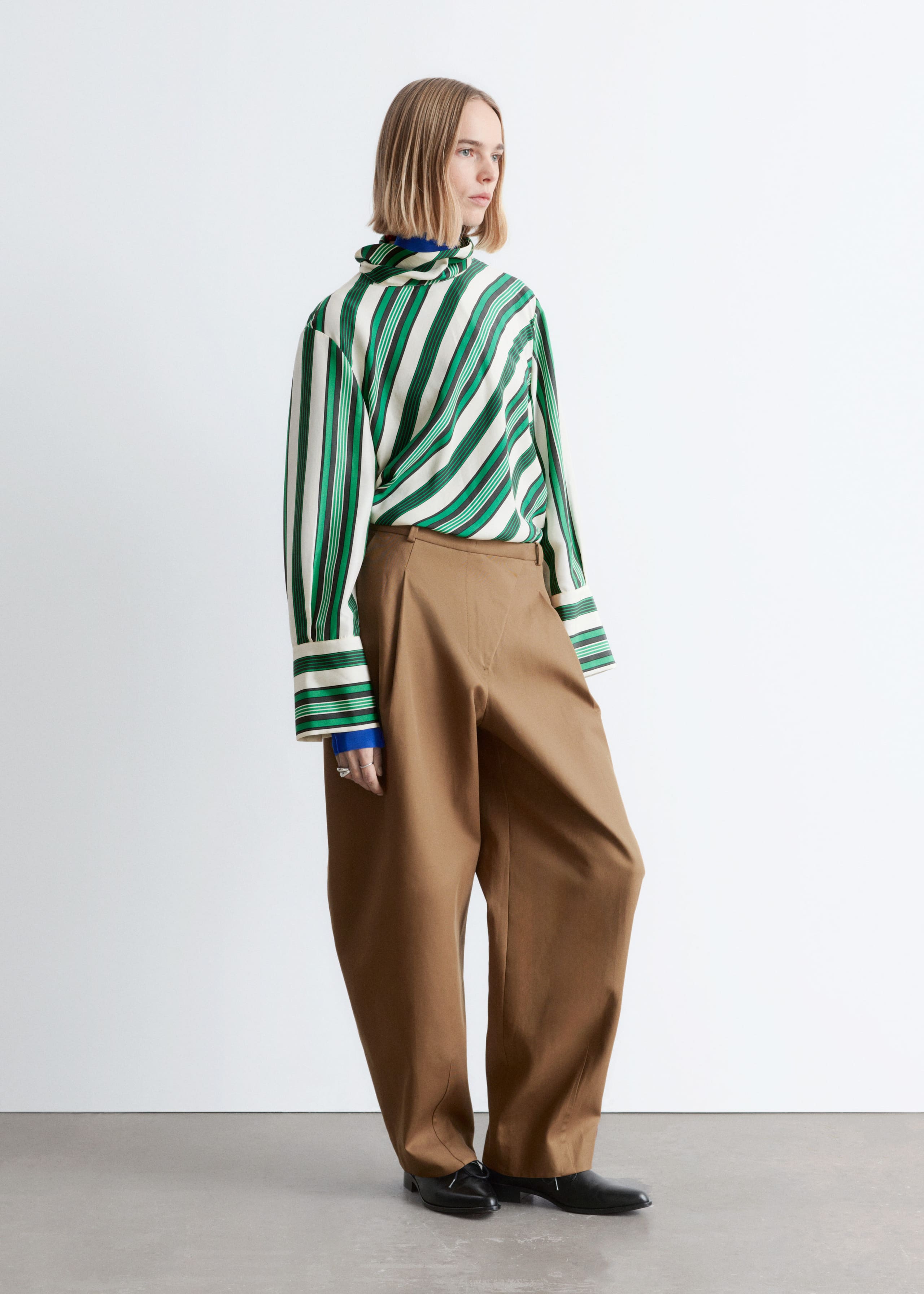 Image of Stand Collar Silk Blouse