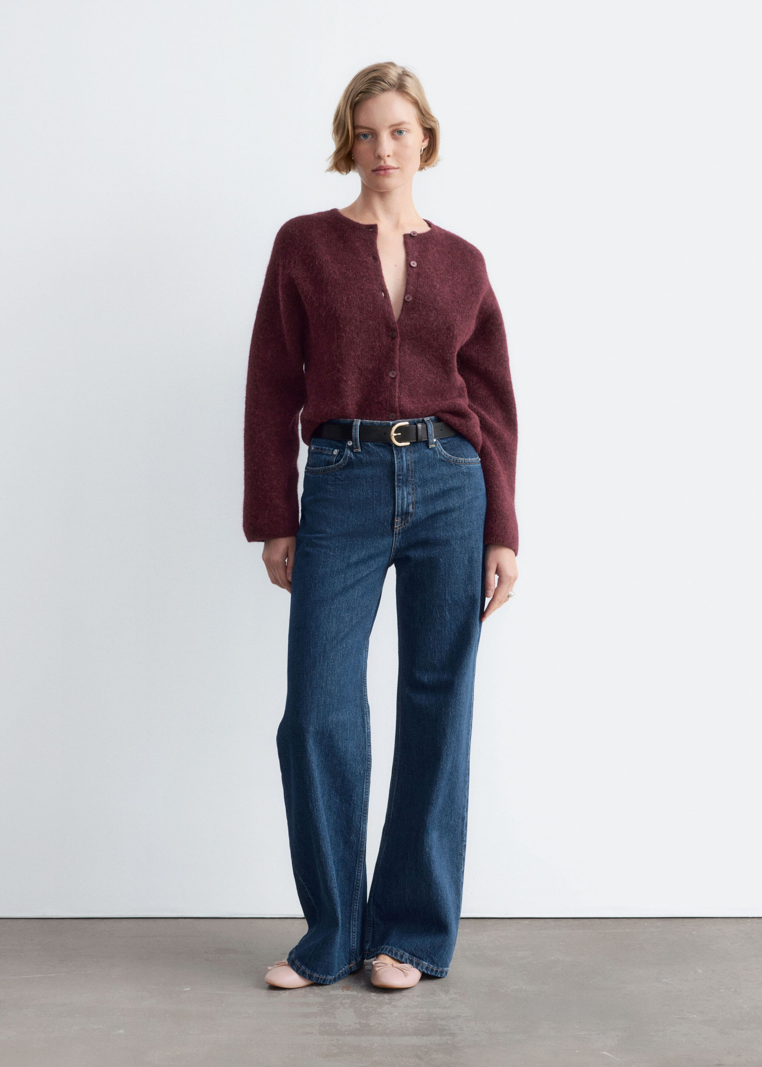 Cardigan en maille d’alpaga mélangé - Bordeaux - Lookbook