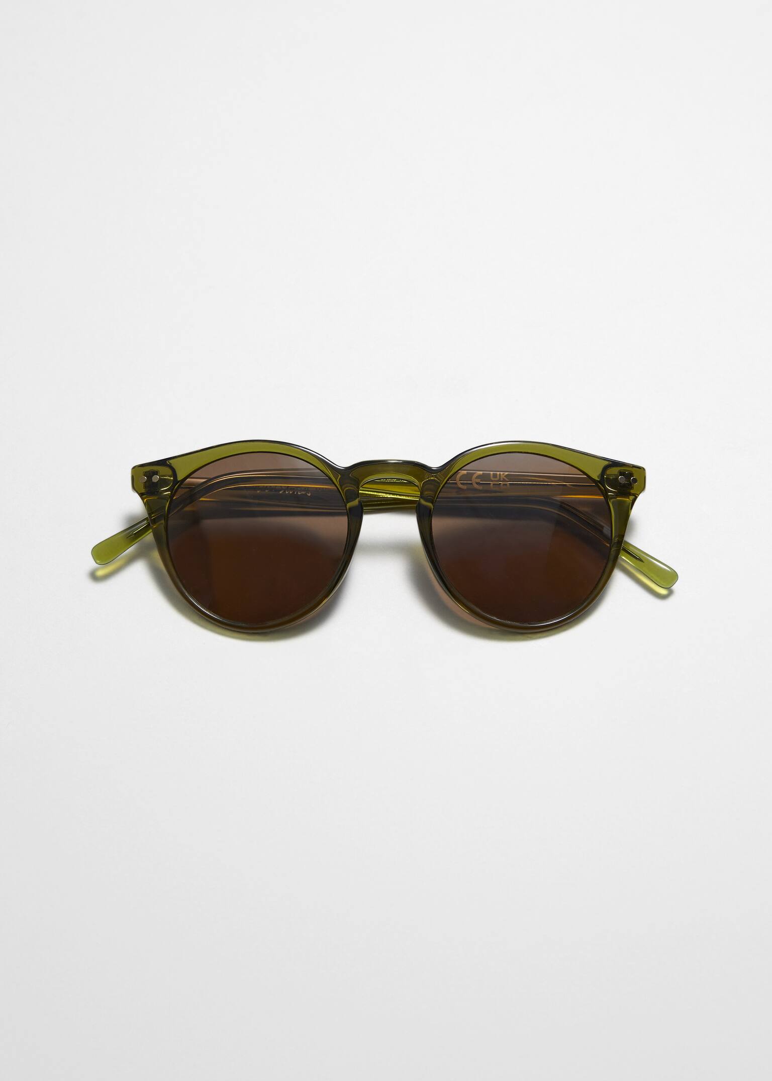 Klasyczne okrągłe okulary przeciwsłoneczne - Zielony/Brązowy