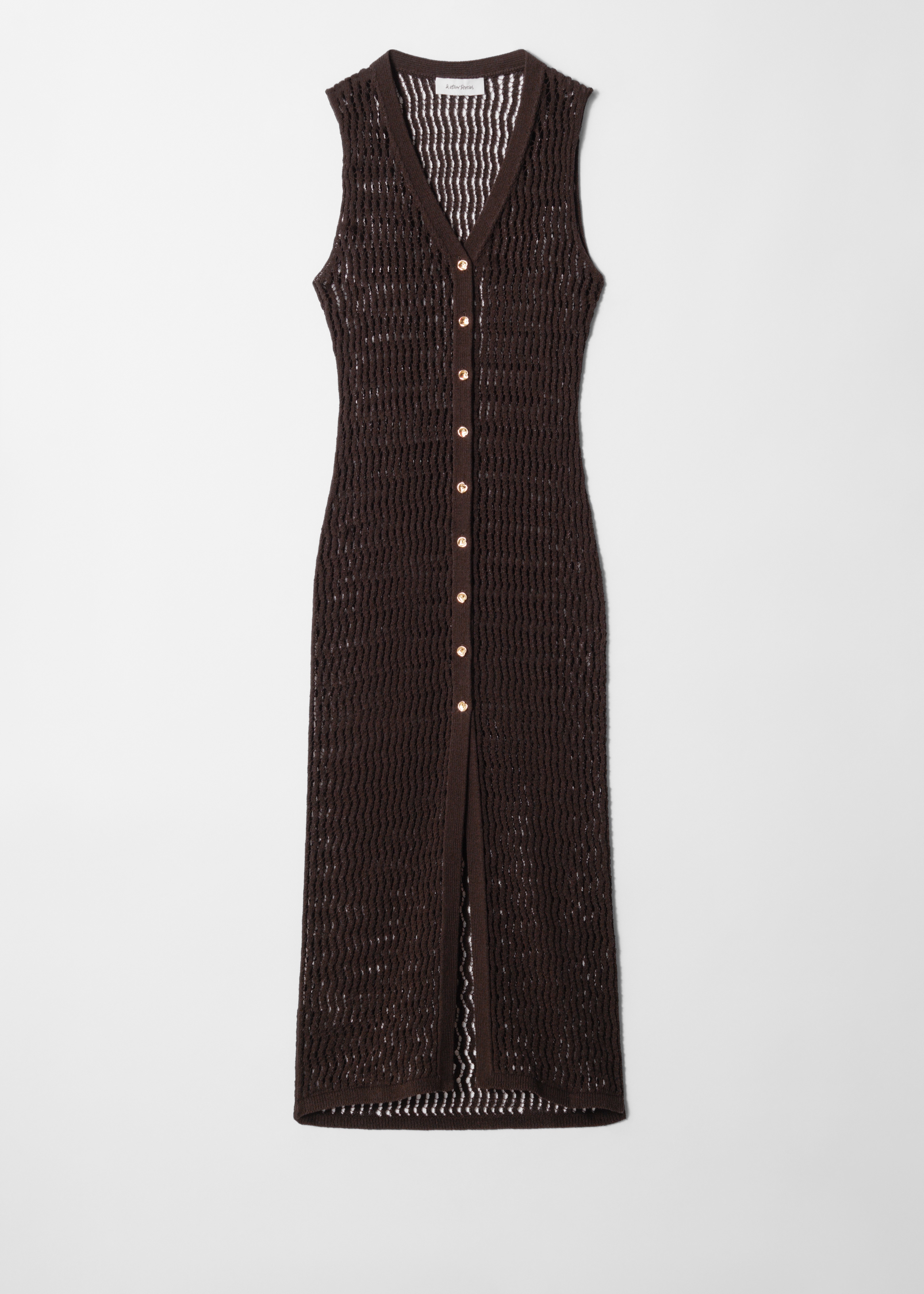 Abito maxi a maglia aperta - Marrone scuro