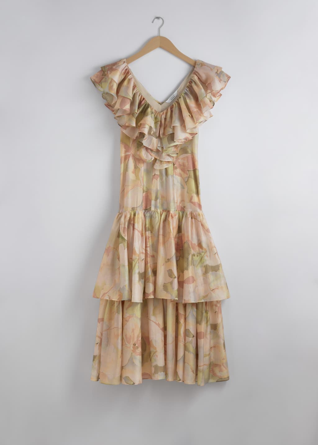 Cascading Ruffle Maxi Dress - Pink/Green Florals - Still Life