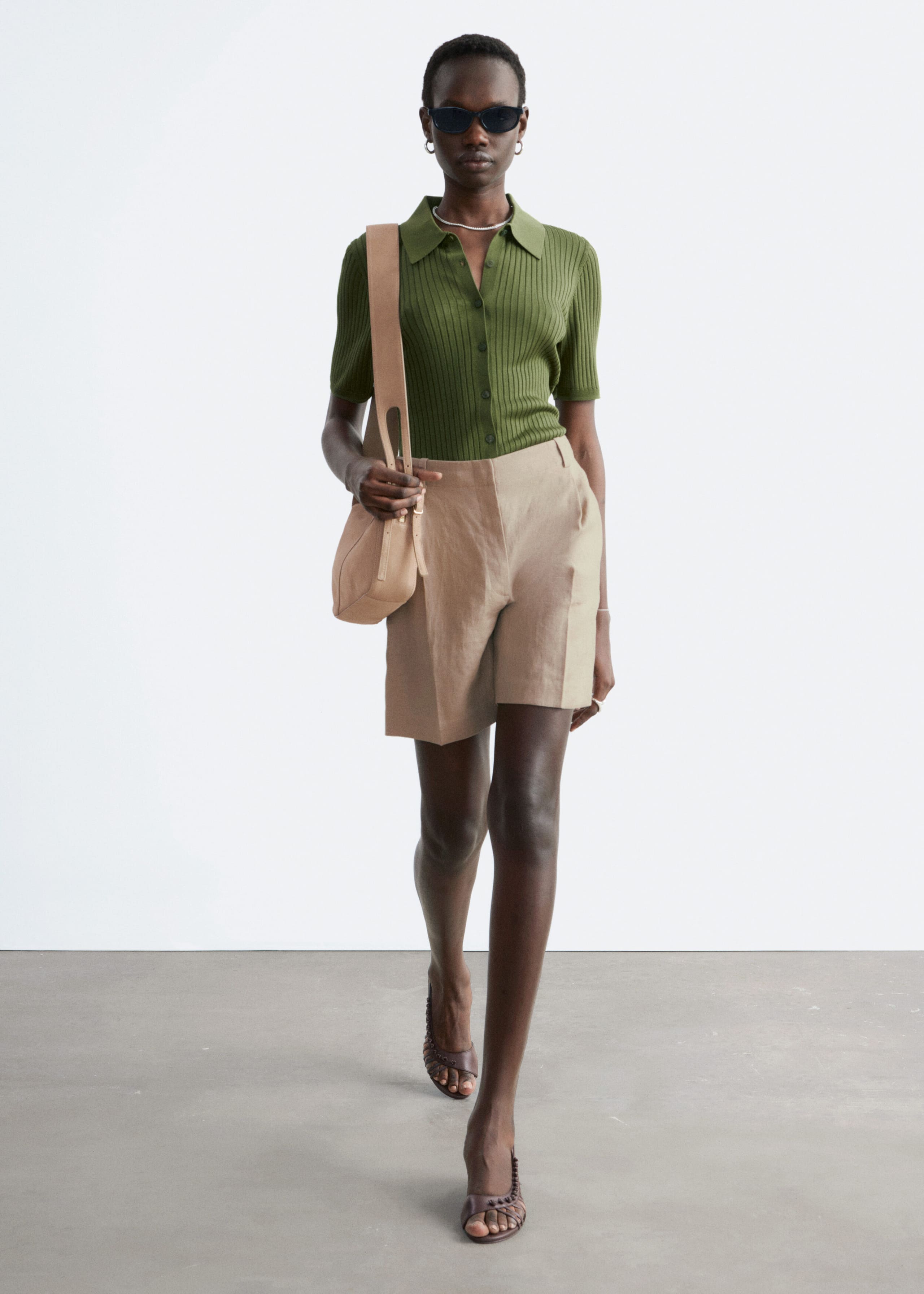 Image of Pleated Linen Shorts