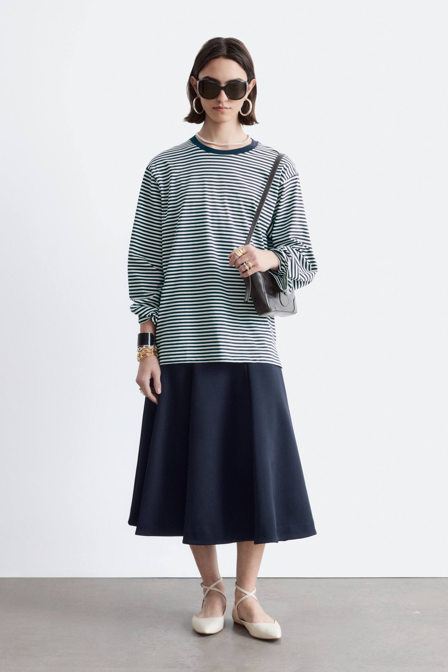 חולצת ג’רסי עם שרוולים ארוכים - פסים לבן-כחול כהה/צהוב כהה/לבן - 5