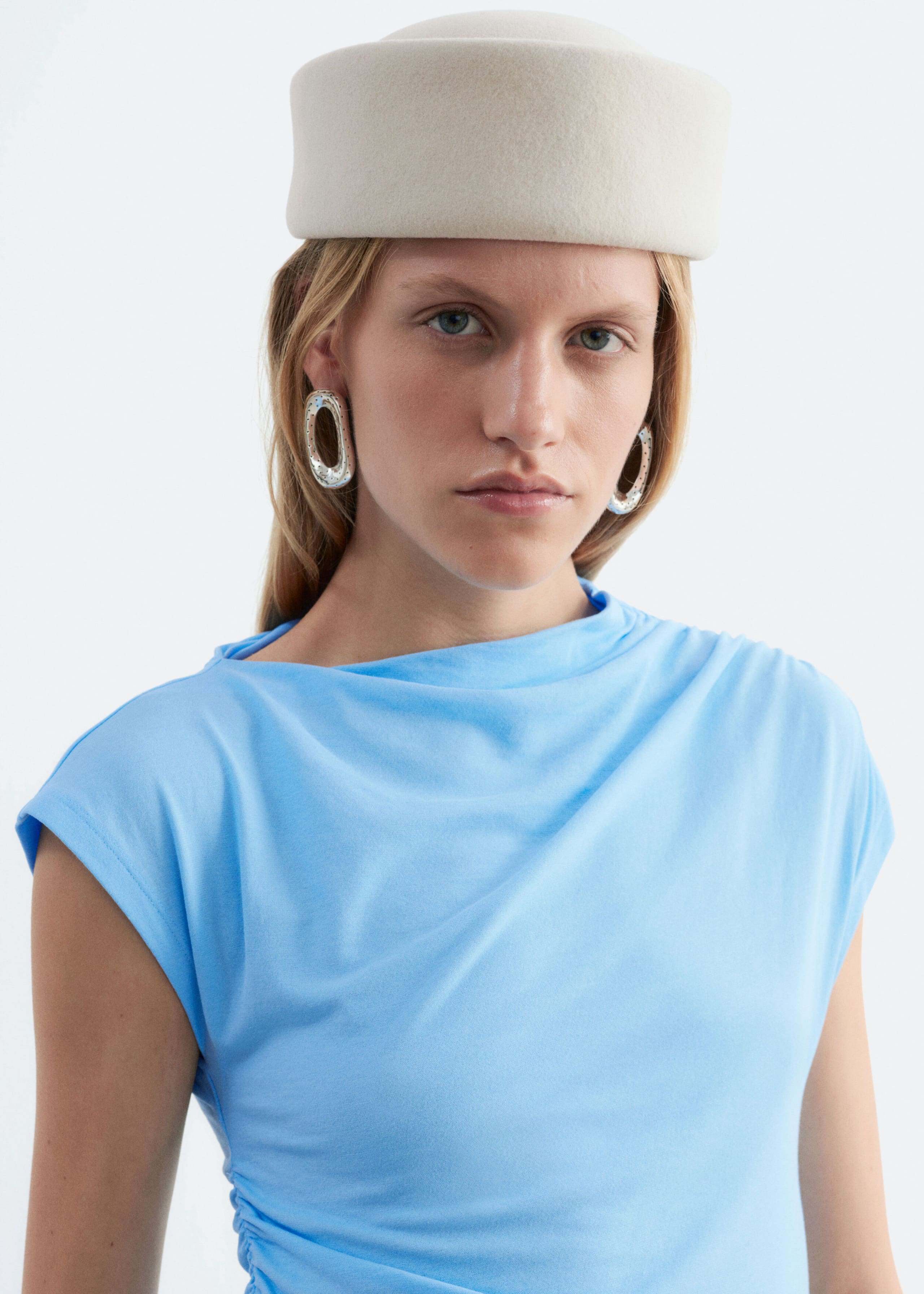 Wide Brim Felt Hat - Off White - Lookbook