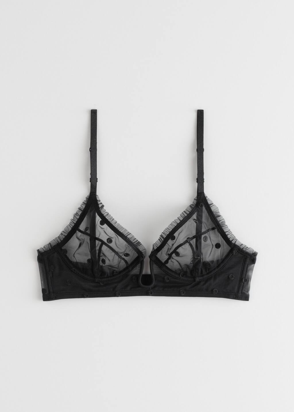SheerDottedUnderwireBra - Black - Natura morta