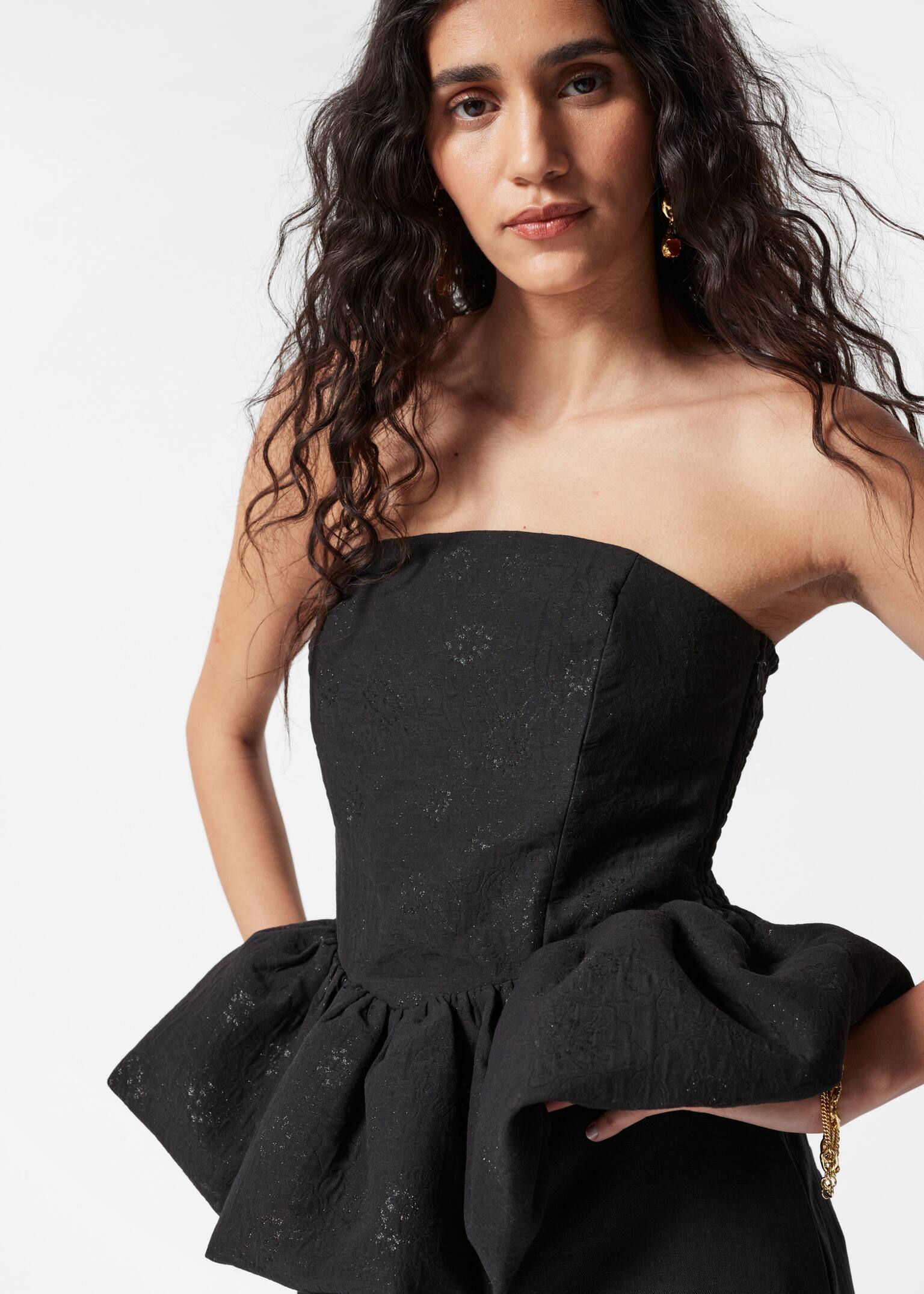 Haut bandeau jacquard à basque - Noir - 4