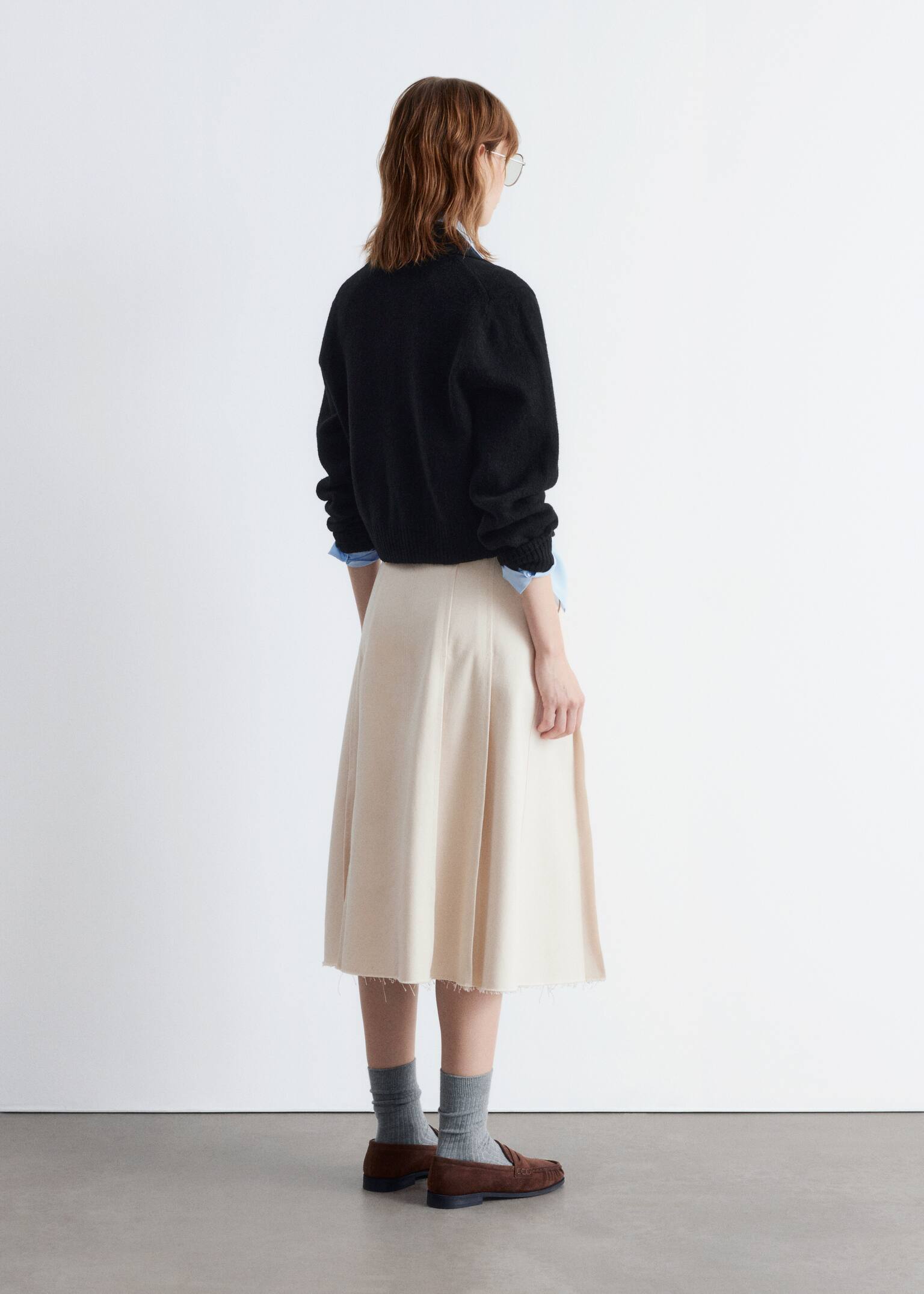 Pletený kardigan s golierom - Čierna/biela/Krtko/Prašná modrá - 5