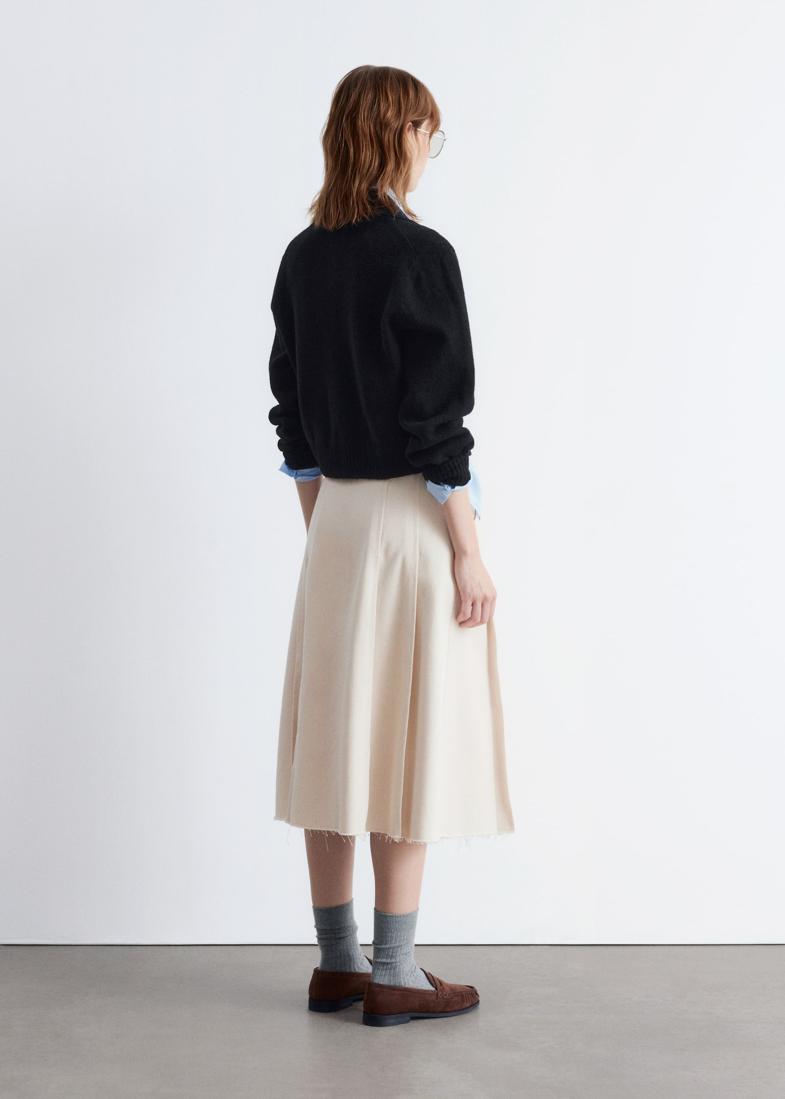 Knitted Collar Cardigan - Black/White/Mole/Dusty Blue - 3