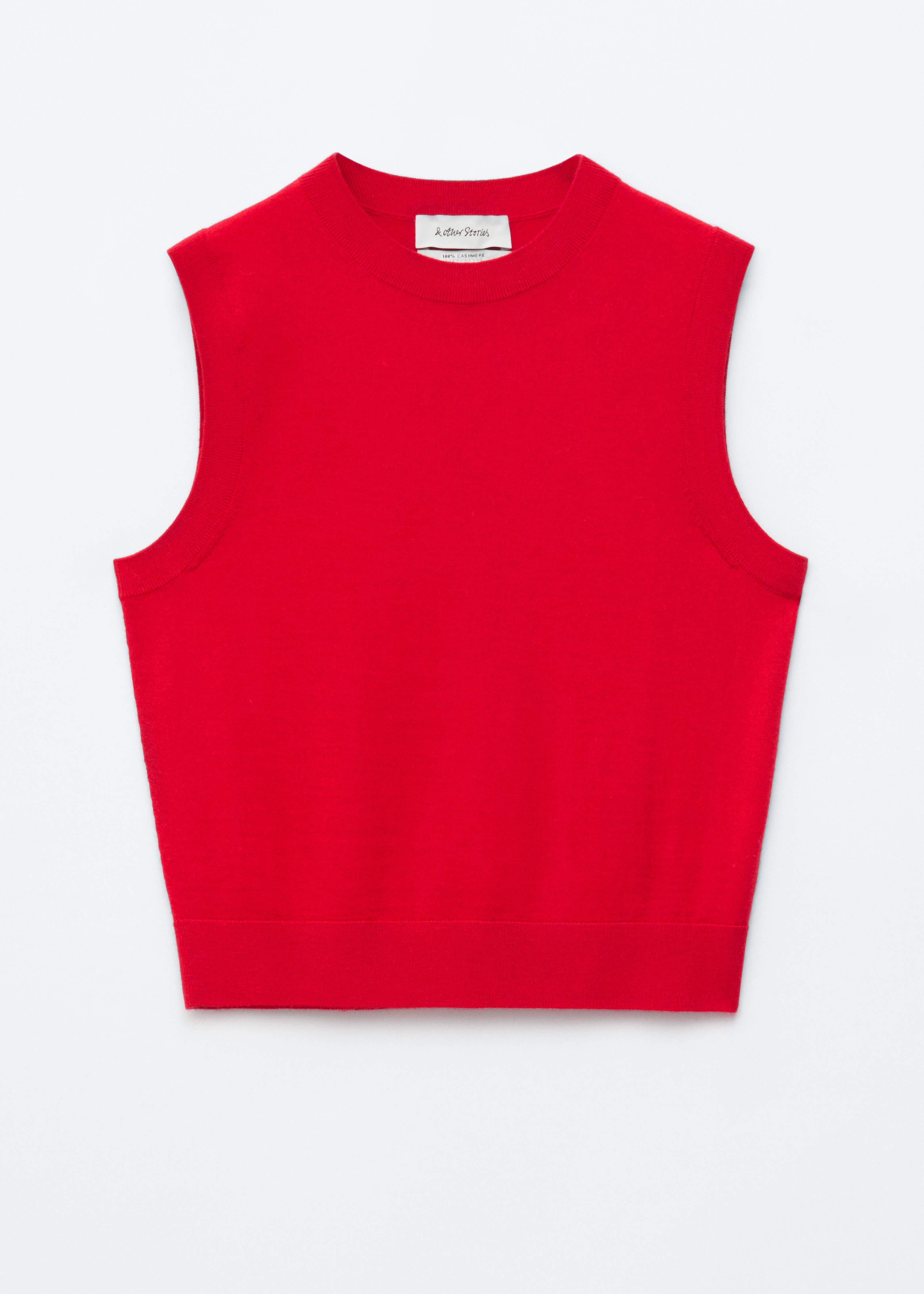 Gilet pullover in cashmere - Rosso brillante/Blu cielo