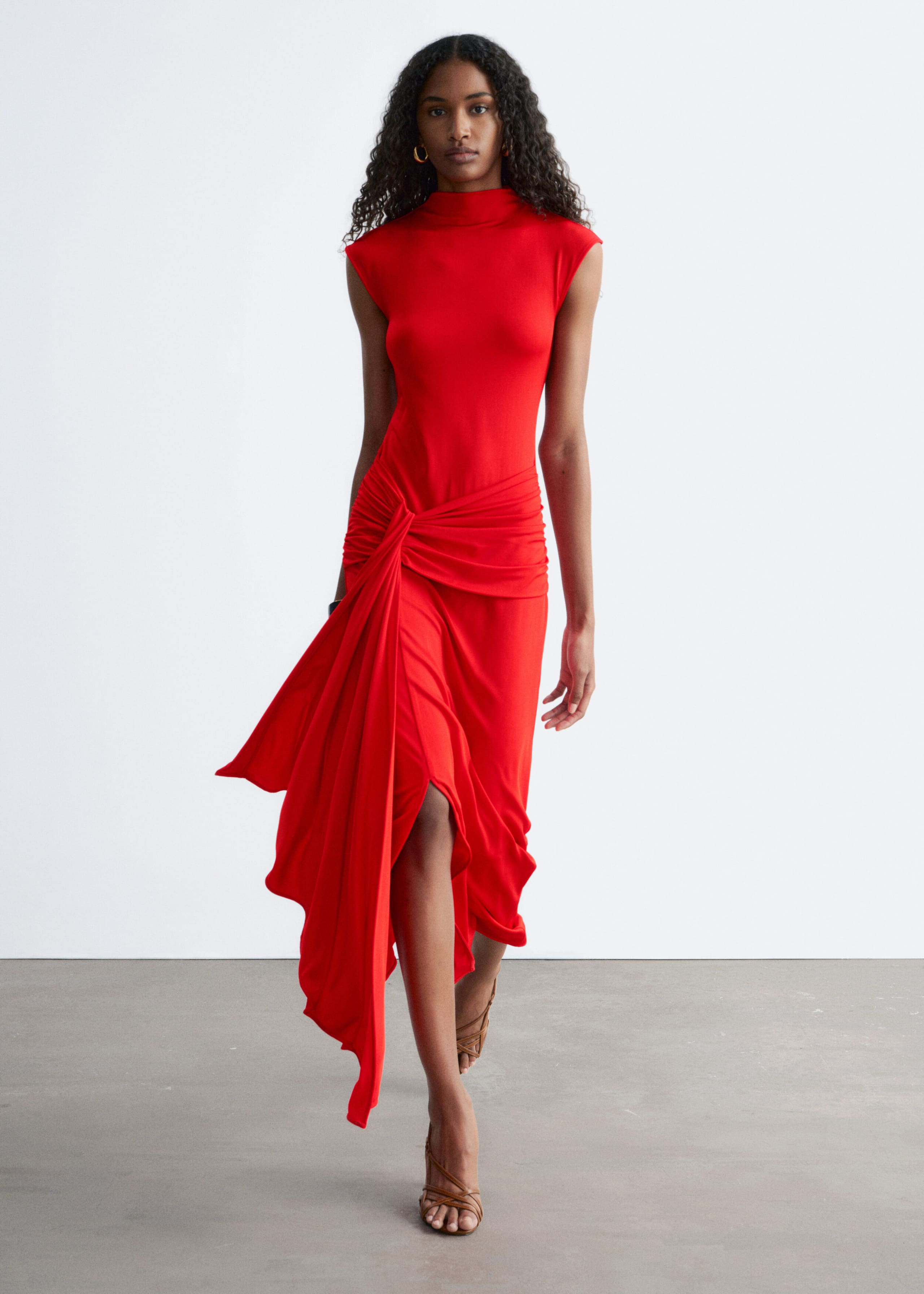 Image of Wrap-Front Midi Dress