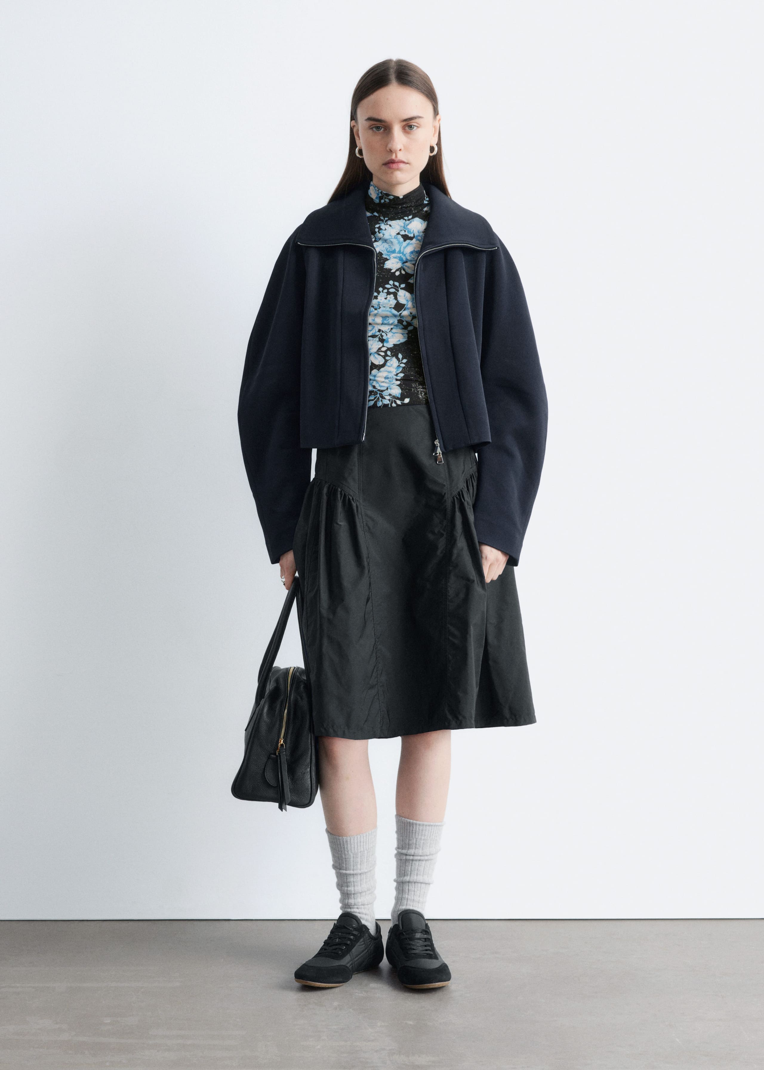 Image of Floral-Patterned Turtleneck Top