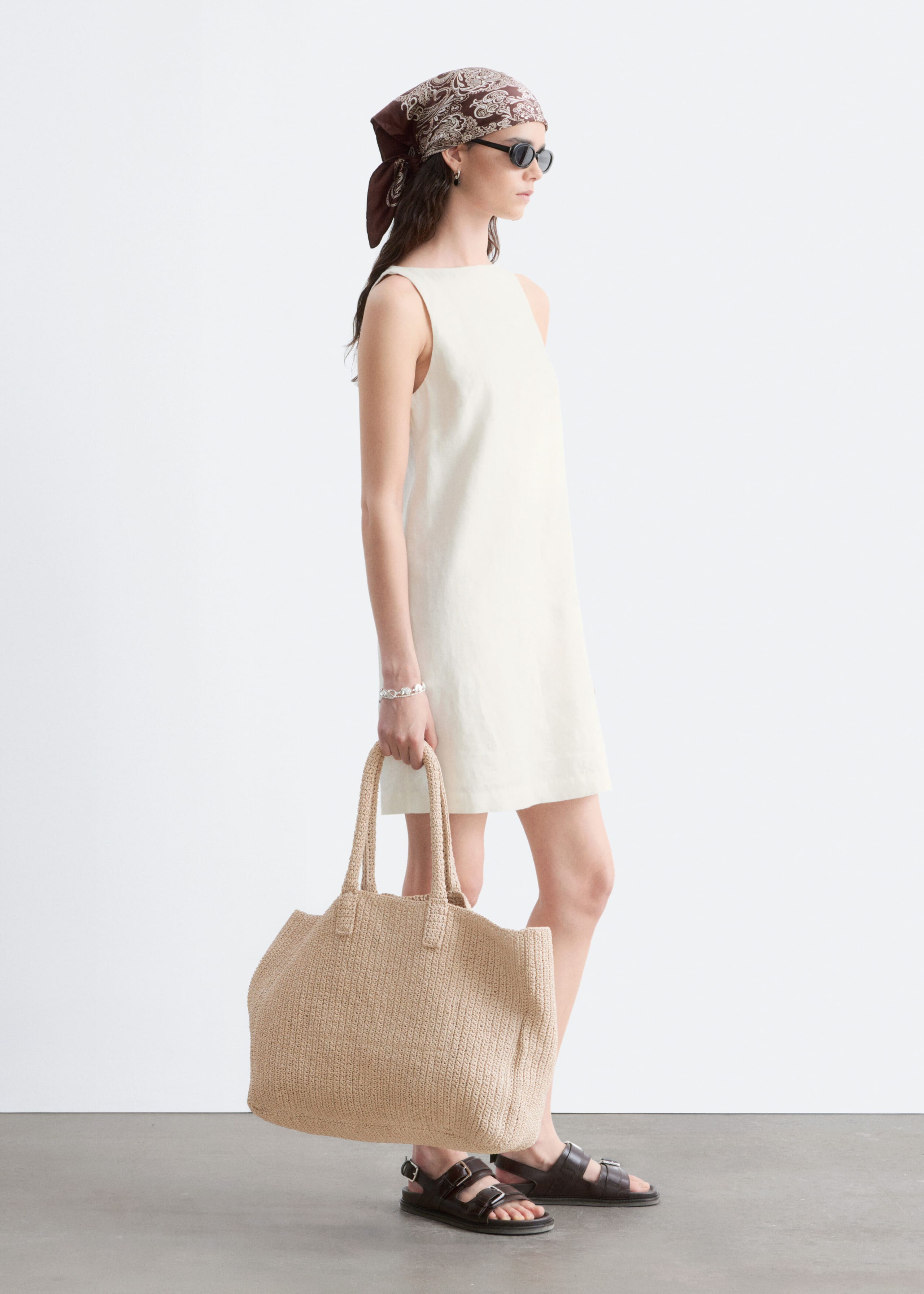 Robe courte en lin - Blanc - Lookbook